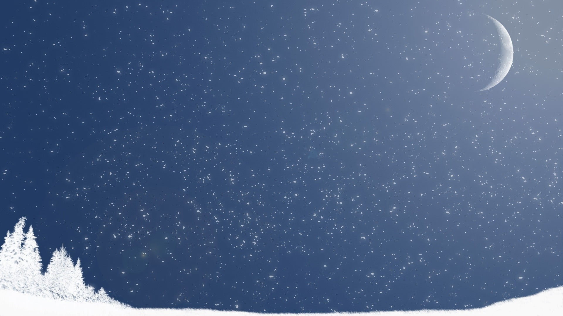  sky, snow, beauty in nature, cold temperature, winter, tranquility, infinity, star - space, night, snowing, Moon, space, blue, starry, digital composite, HD Wallpaper