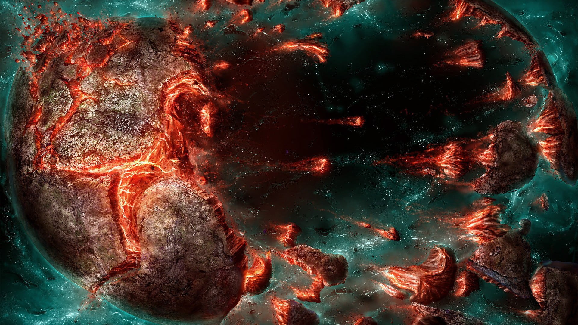 sea, underwater, stars, meteors, 1080P, planet, multi colored, space art, full frame, backgrounds, still life, close-up, transparent, concept art, abstract, HD Wallpaper