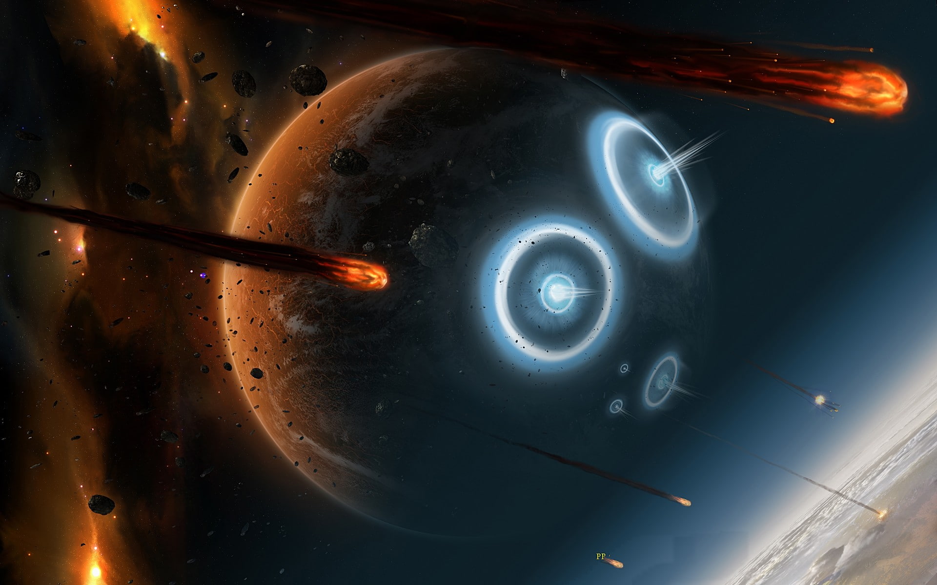 meteors, space, 1080P, Earth, HD Wallpaper