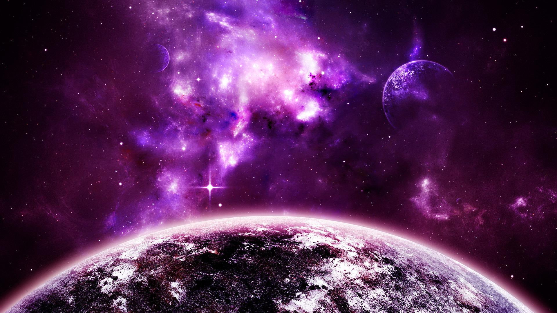 purple, illustration, galaxy, 1920x1080, space, planet, sky, universe, 1080P, HD Wallpaper