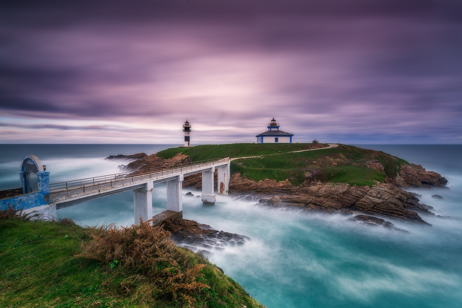 nature, sunset, sea, landscape, atlantic Ocean, Eternal, white, cliff, nikon d800e, concrete, colors, coastline, 720P, lighthouse, bridge, sunrise, travel, HD Wallpaper