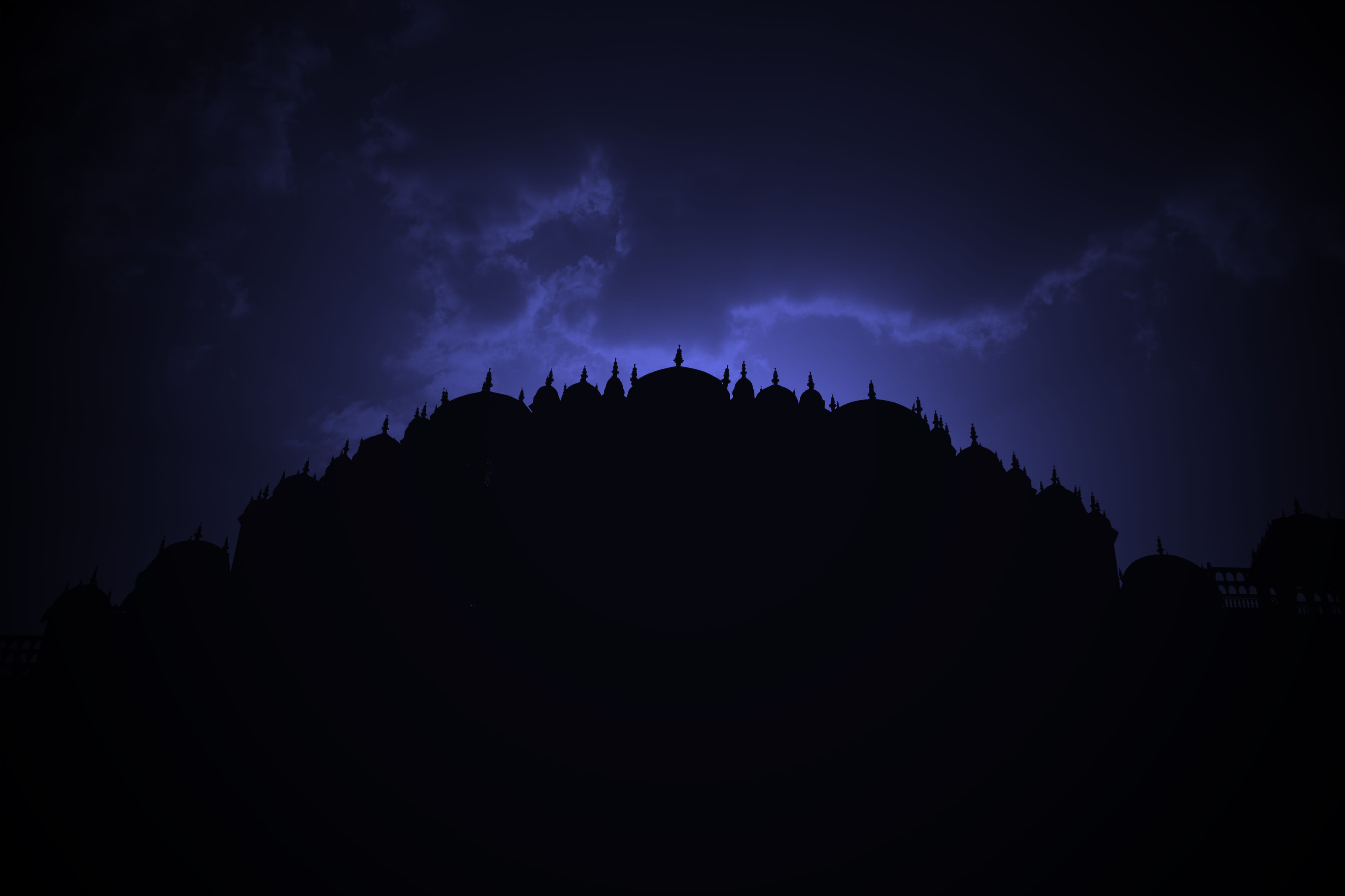 contrast, spirituality, tree, hill, dramatic sky, photography, sunset, night, dark, religion, light, india, back Lit, asia, blue light, black Color, nature, HD Wallpaper