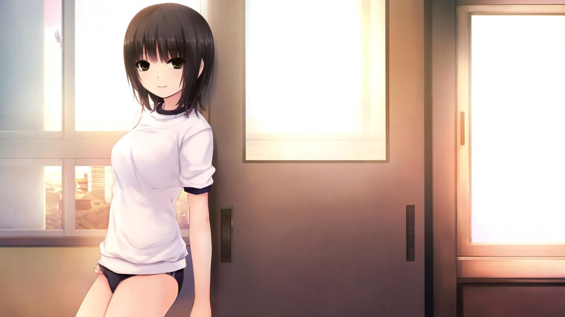 aristocracy, girl, eyes, coffee, smile, 1080P, coffee aristocracy, anime, classrooms, HD Wallpaper