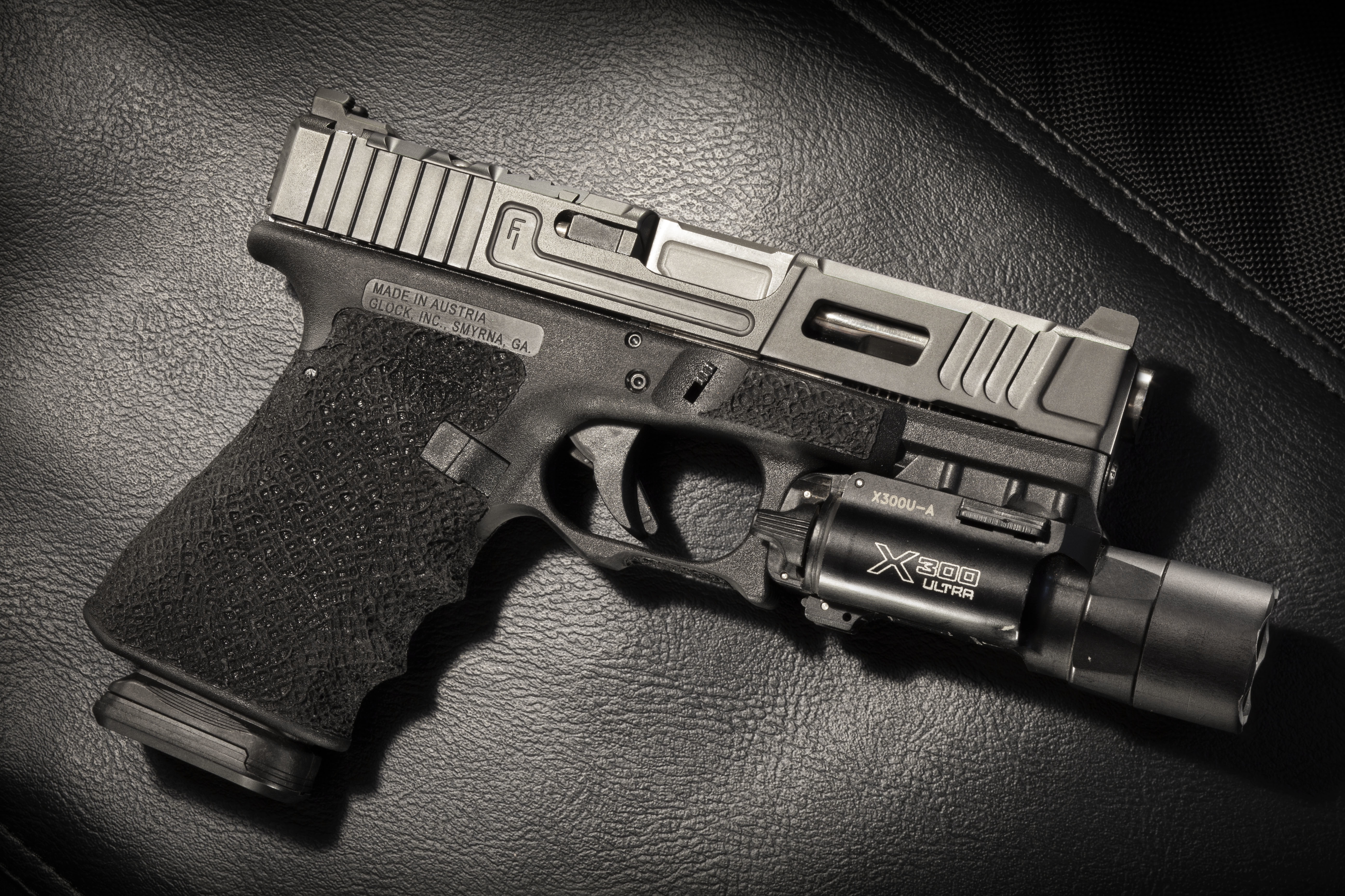 Mark 1, flashlight, Glock 17, background, 5K, gun, HD Wallpaper