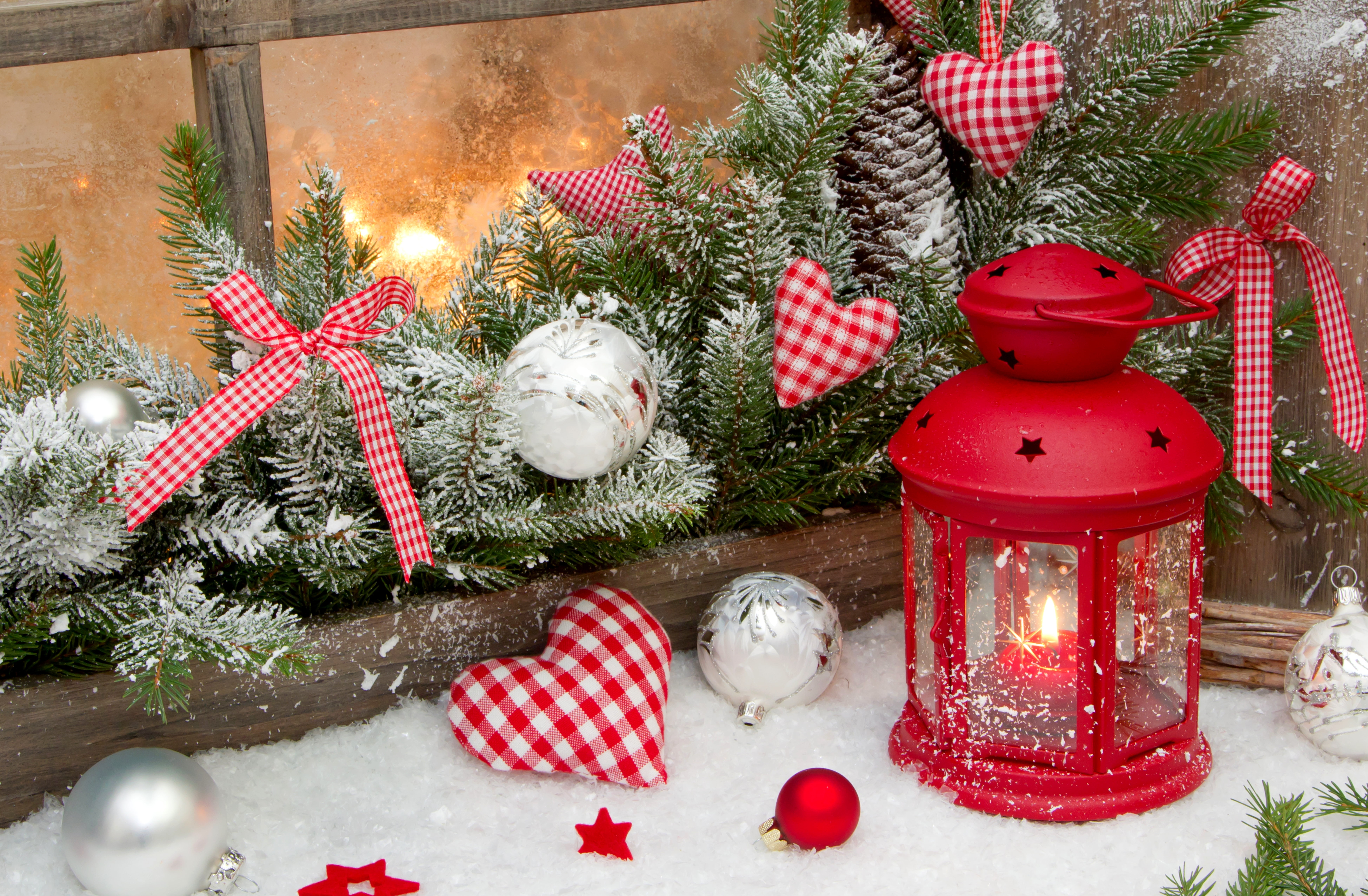 christmas Tree, tree, candles, Christmas, New year, branch, december, cold temperature, red, snowflake, star, christmas Ornament, snow, holiday, Happy New Year, HD Wallpaper