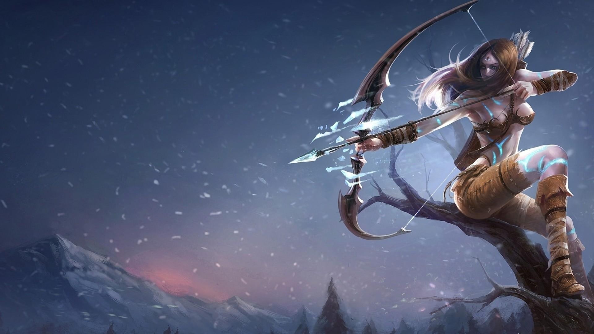 warrior, legends, beautiful, girl, colors, fantasy, league, arrow, artwork, hunter, splendor, 1080P, work, HD Wallpaper