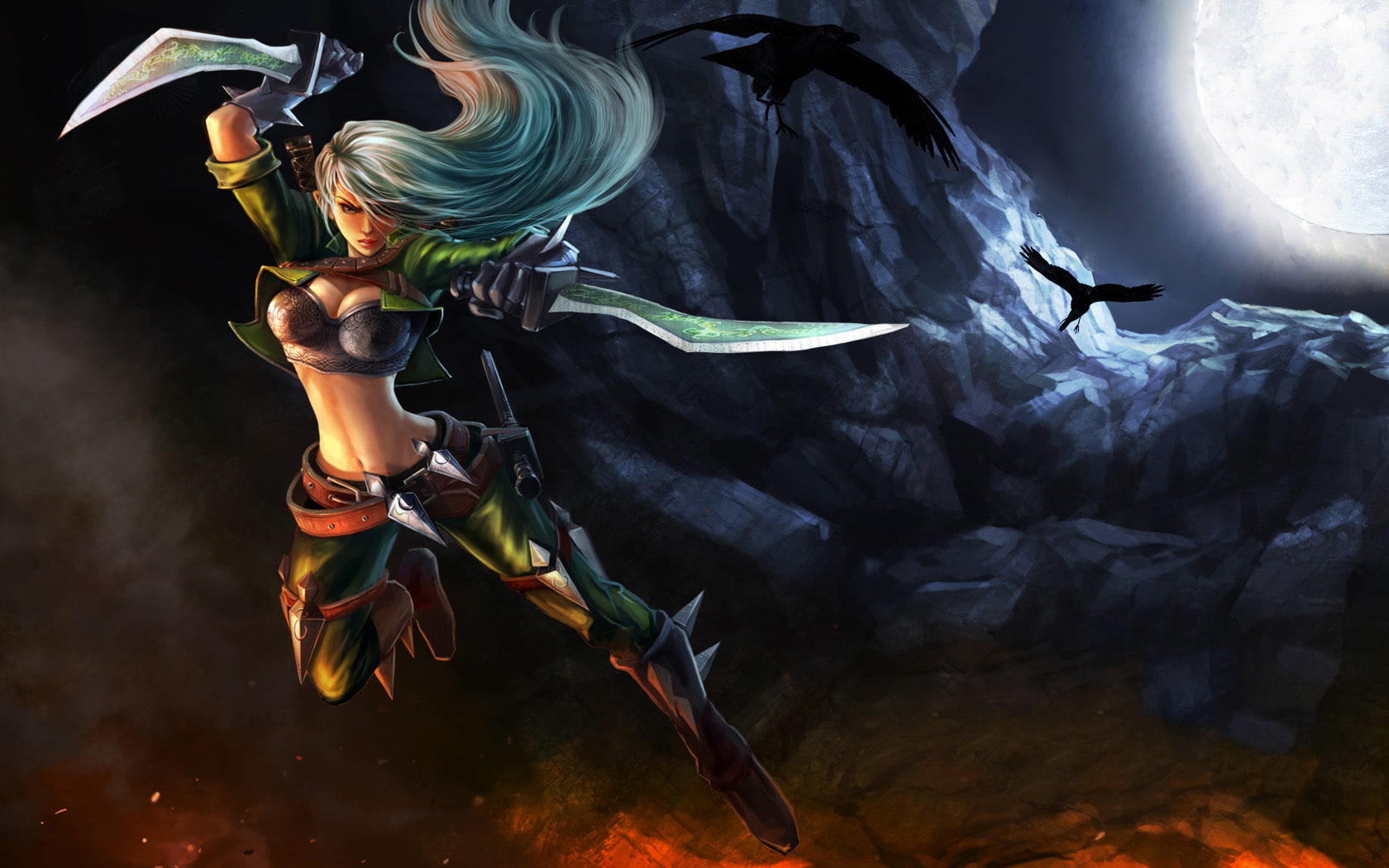 girl, eagle, rocks, sword, league, games, video games, 720P, video, league of legends, legends, HD Wallpaper