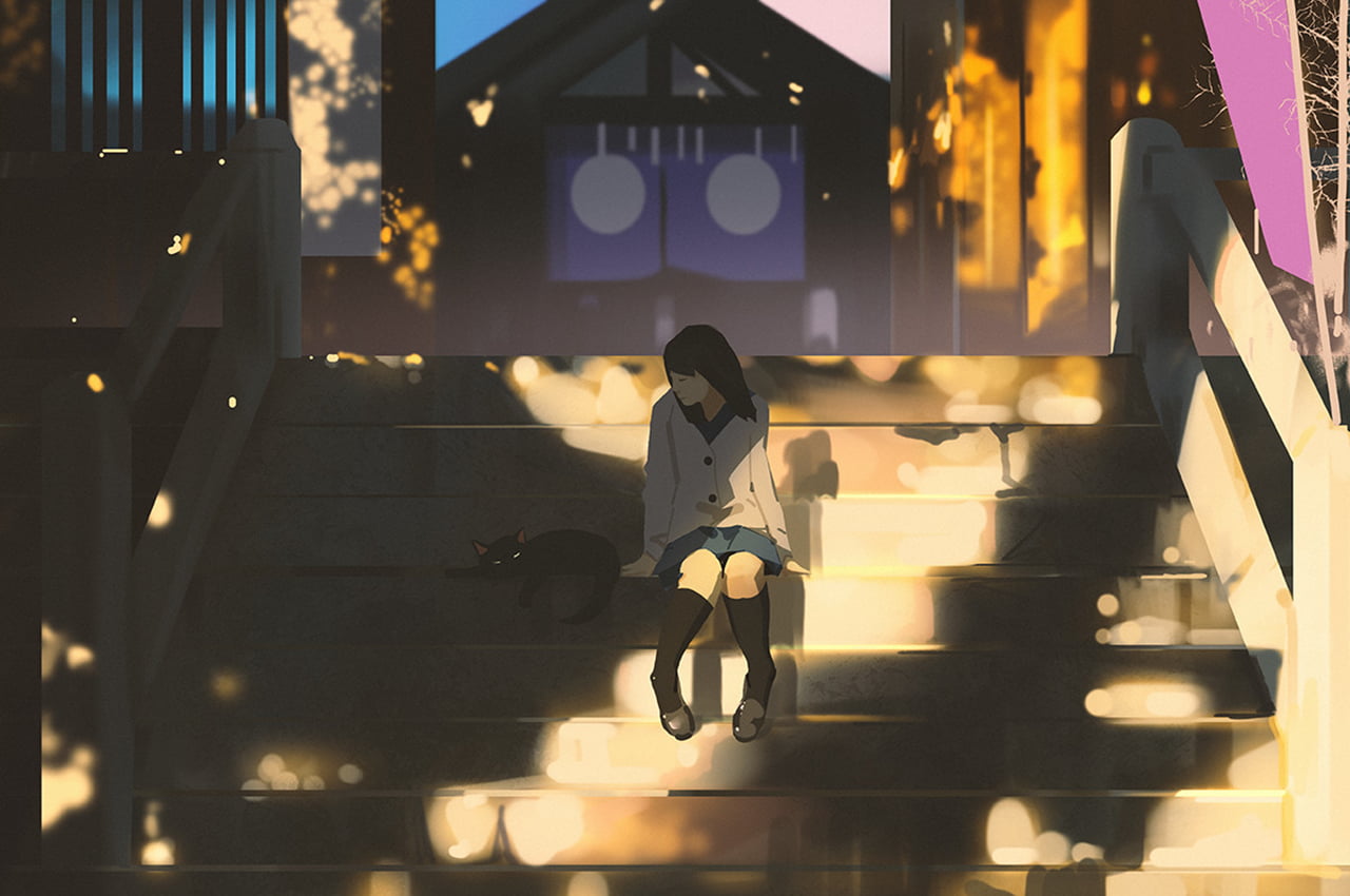 drawing, 720P, Atey Ghailan, cats, HD Wallpaper