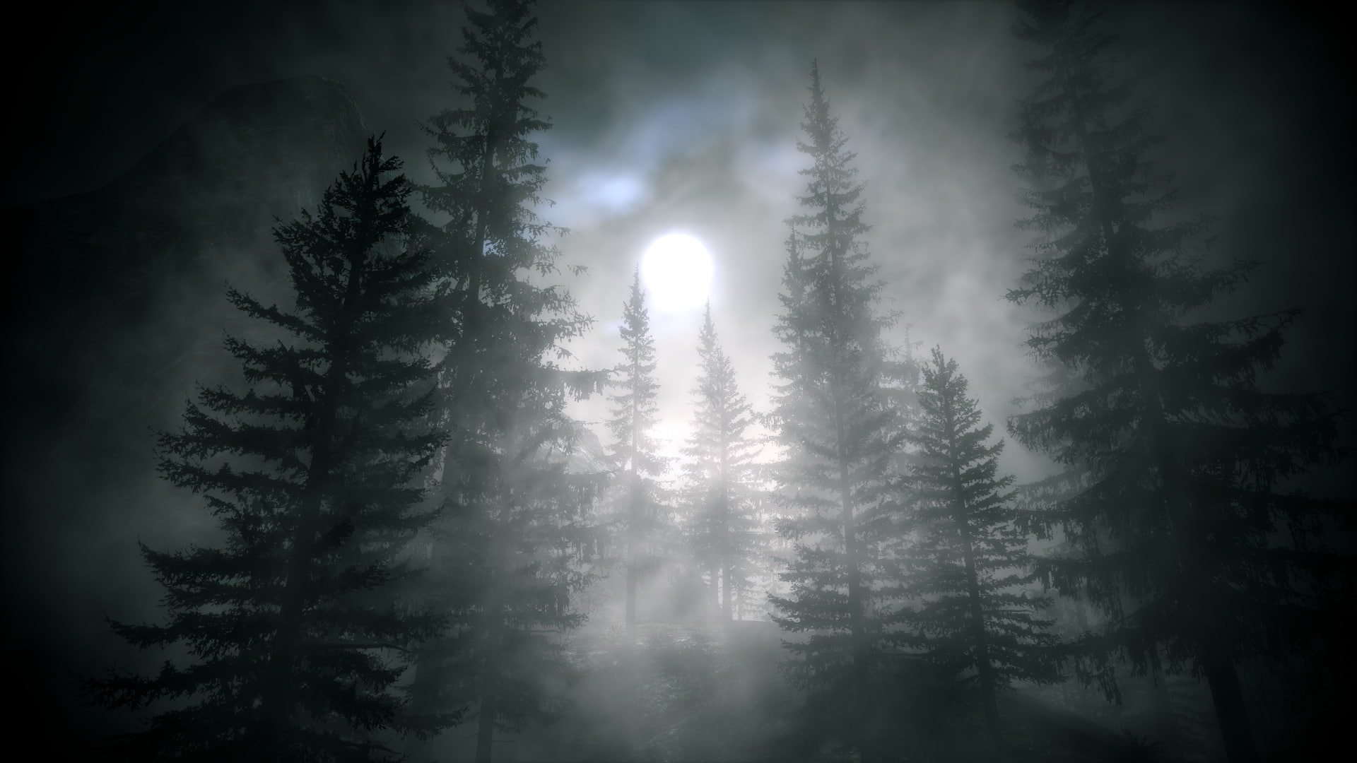 1080P, mist, moonlight, hd, wake, trees, fog, video games, alan, HD Wallpaper