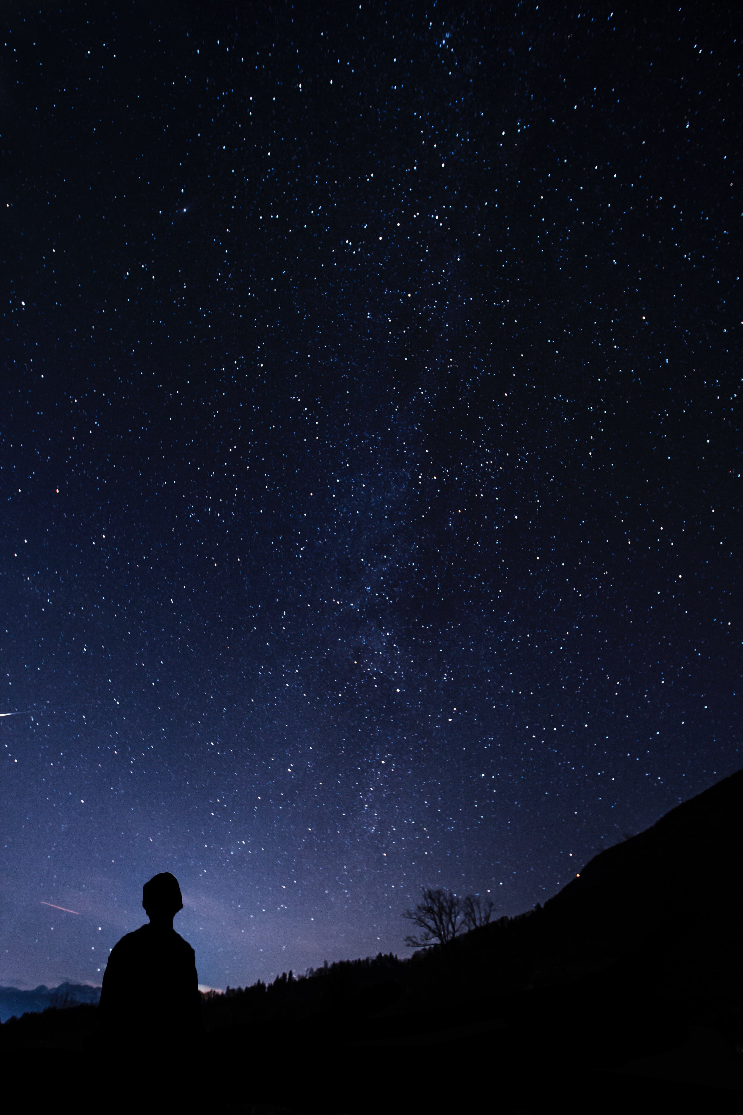 adventure, space Exploration, backgrounds, silhouette, star Field, landscape, nature, dark, milky Way, outdoors, star - Space, star Trail, moon, nebula, Phone HD Wallpaper