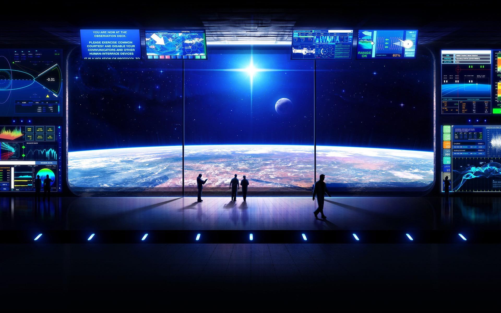 deck, observation, 1080P, creative and graphics, futuristic, poster, HD Wallpaper