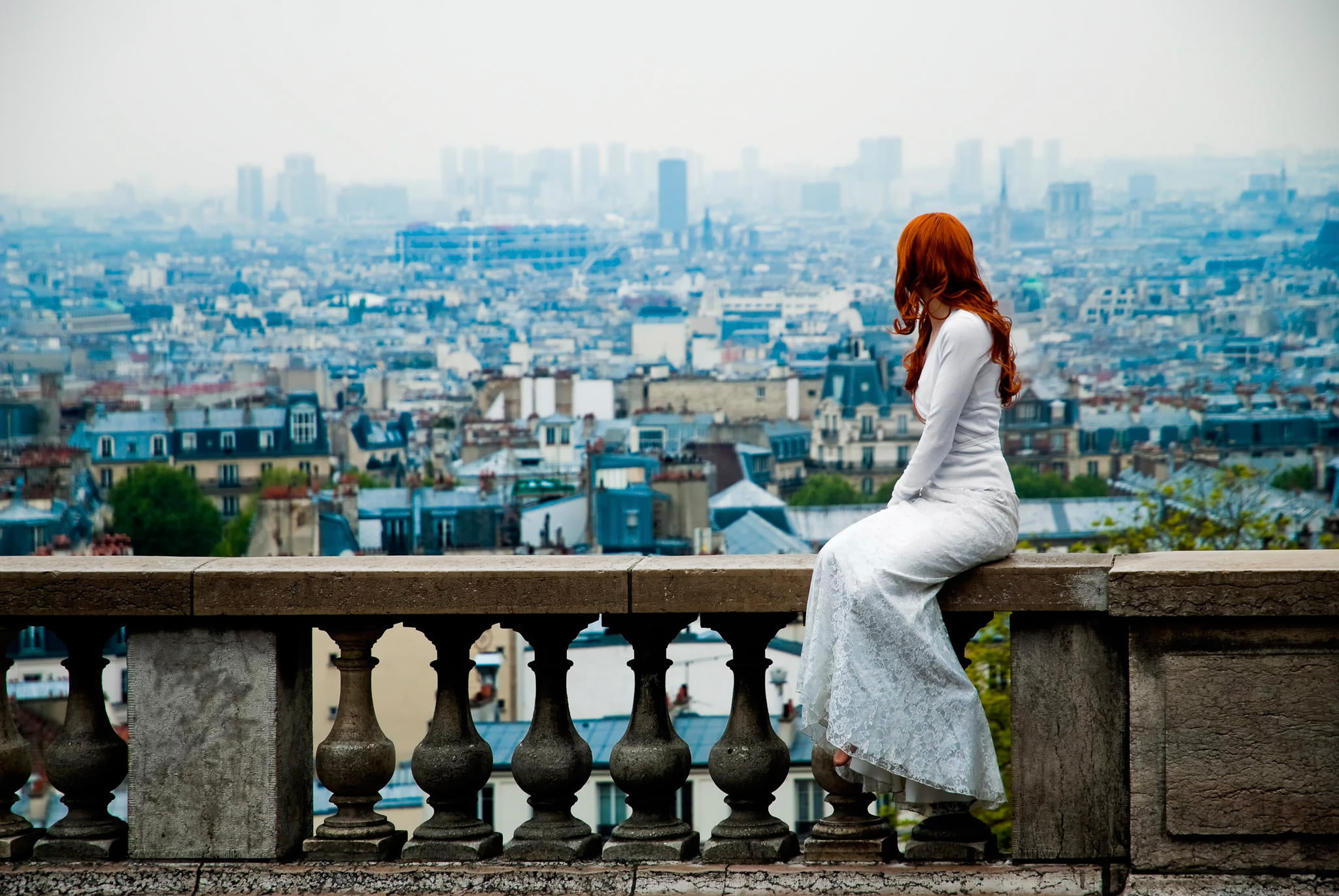 s, girl, adult, observation, white, balustrade, fashion, architecture, looking, building exterior, city, elegance, outdoors, sea, relaxation, balcony, travel Destinations, HD Wallpaper