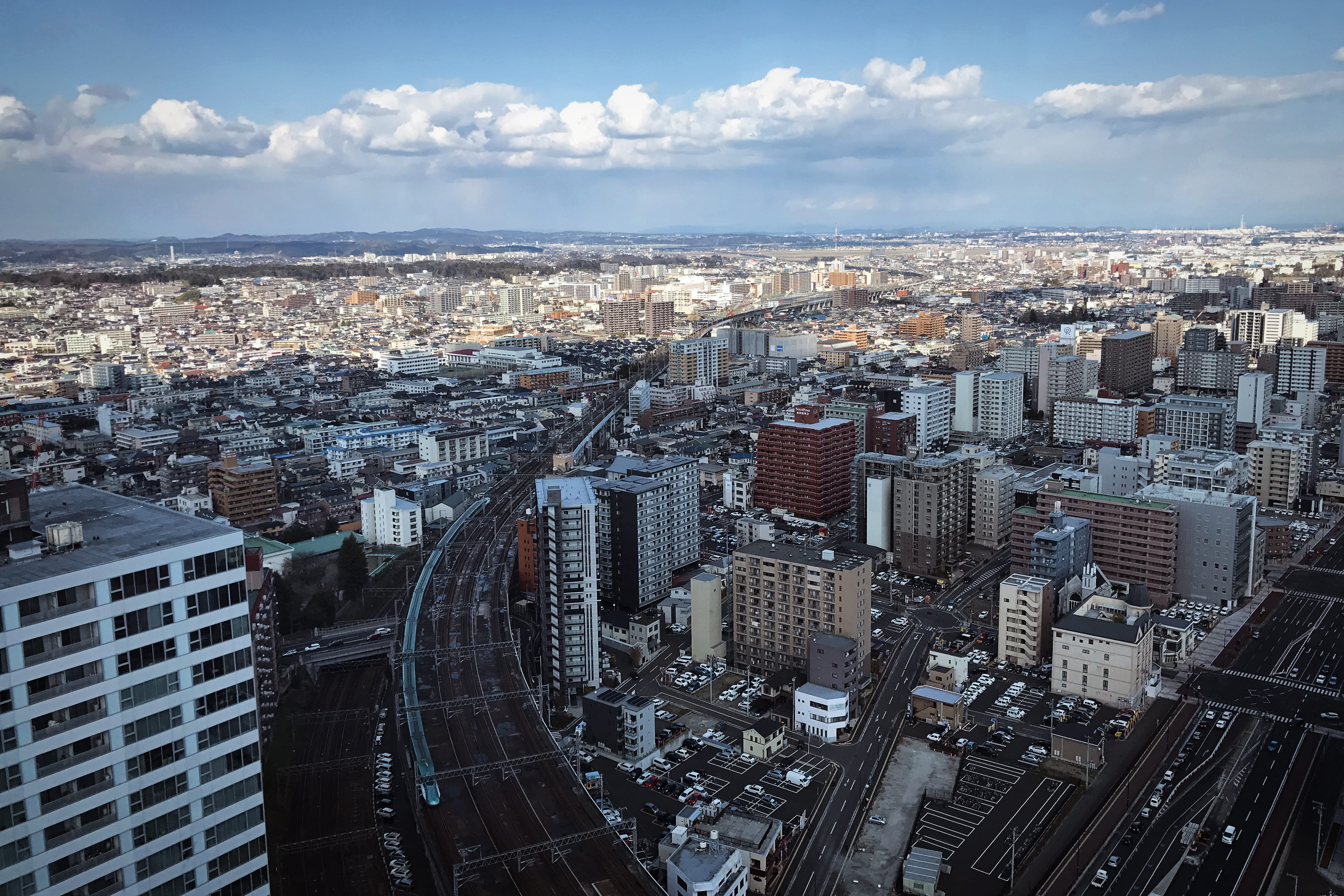 financial district, building exterior, cloud - sky, tall - high, residential district, cityscape, day, sendai, landscape, aer observation terrace, architecture, HD Wallpaper