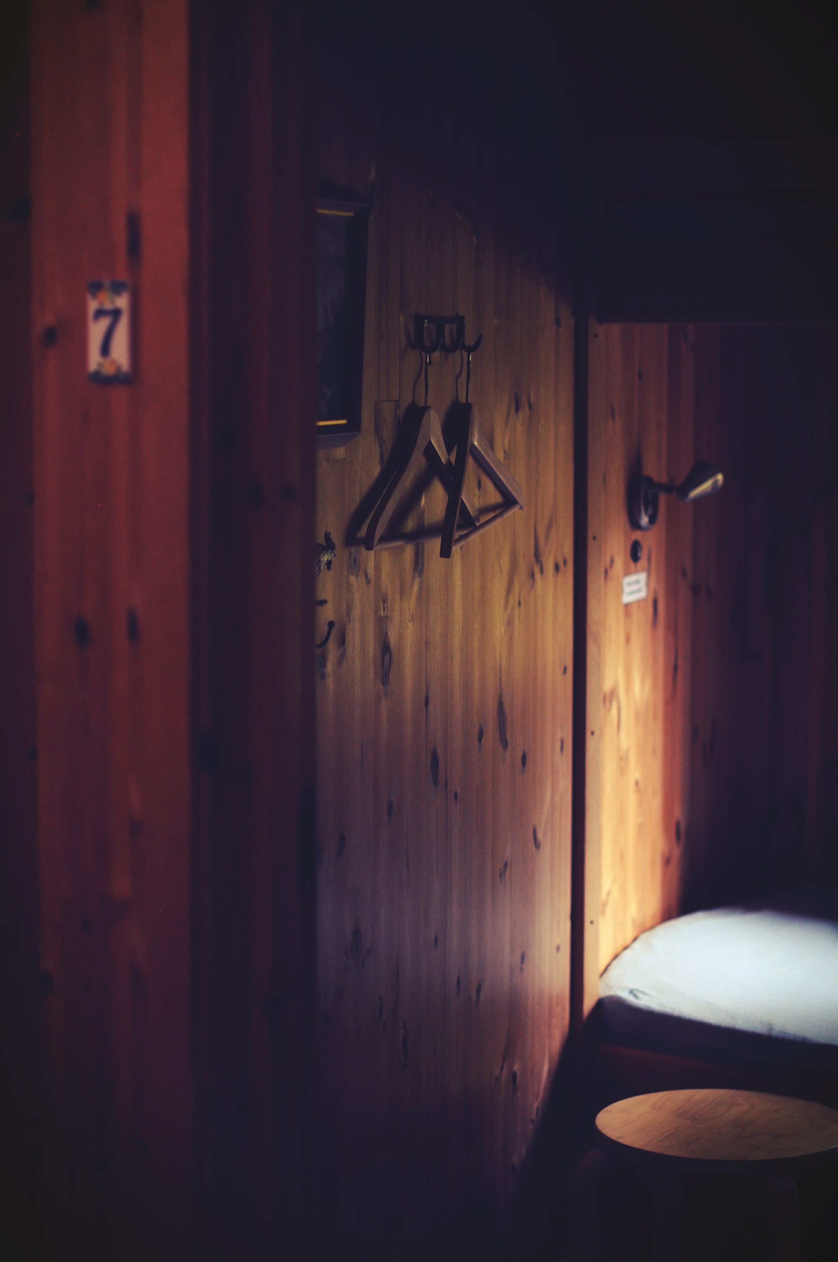 electric lamp, wall - building feature, light, two, house, cabin, door, warm, bedroom, entrance, dark, wooden everything, sauna, wooden, wall, interior, Phone HD Wallpaper