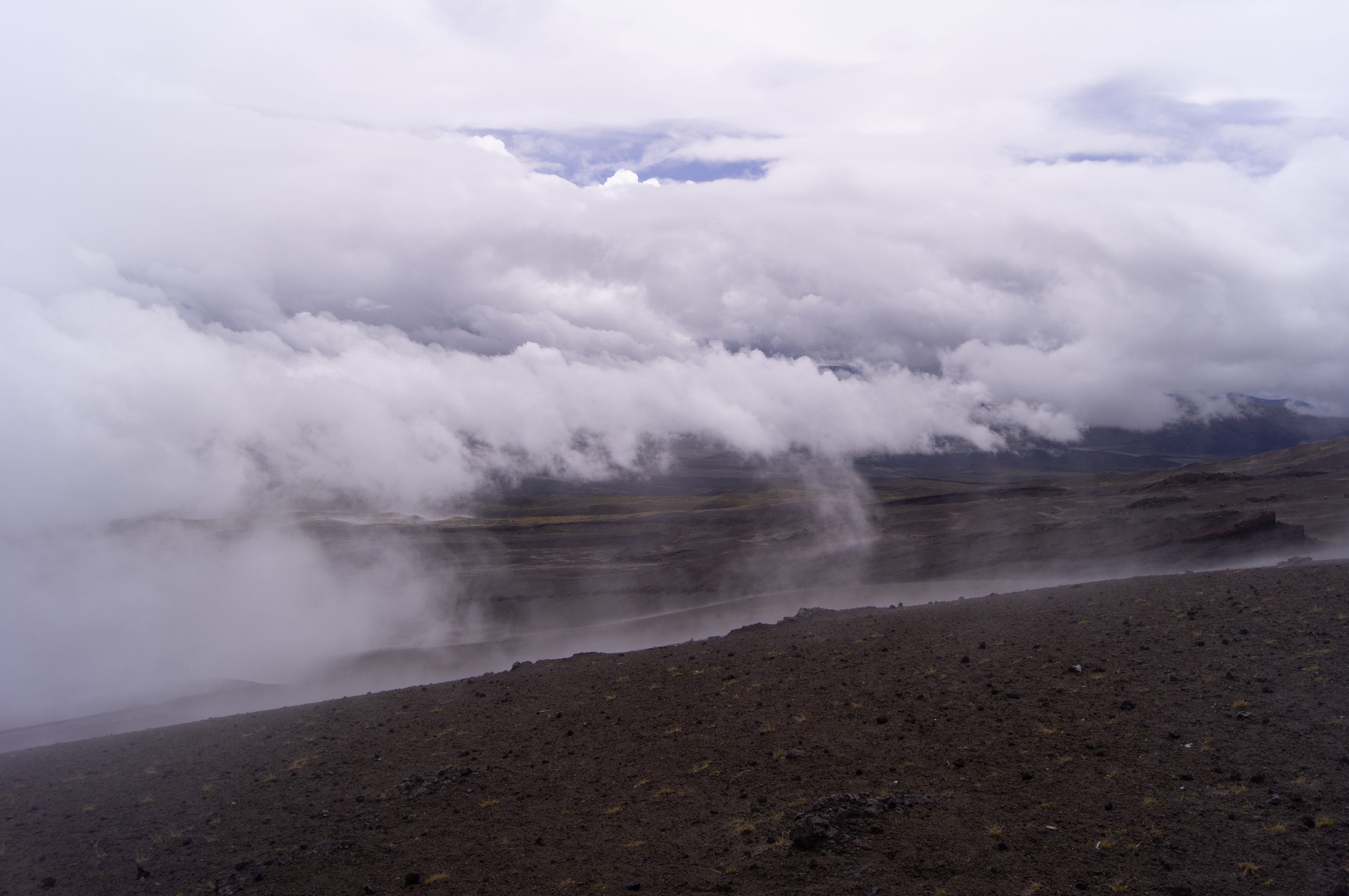 sony a55, hiking, outdoor, adventure, hot spring, sony, power, sky, environment, heat - temperature, cotopaxi, nature, clouds, steam, south america, cloud - sky, HD Wallpaper