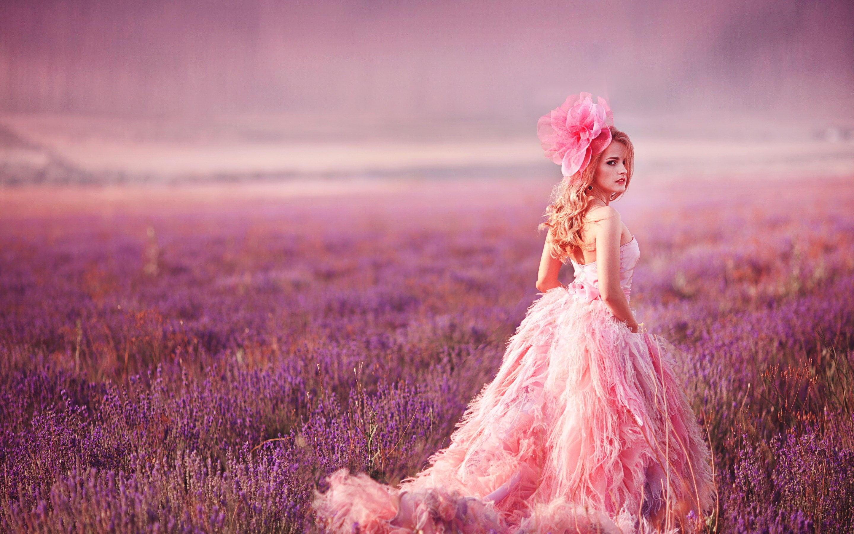 fashion, pretty girl pics 2880x1800, dress, teenager, flower, happiness, smiling, 2K, clothing, beautiful woman, one person, pink color, women, flowering plant, HD Wallpaper