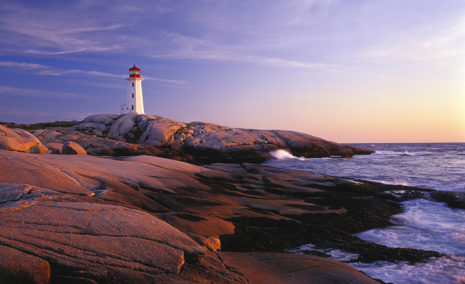 nova scotia, s, canada, solid, guidance, beach, 1080P, white, tower, nature, peggys point lighthouse, horizon over water, point, architecture, land, Nova Scotia, HD Wallpaper