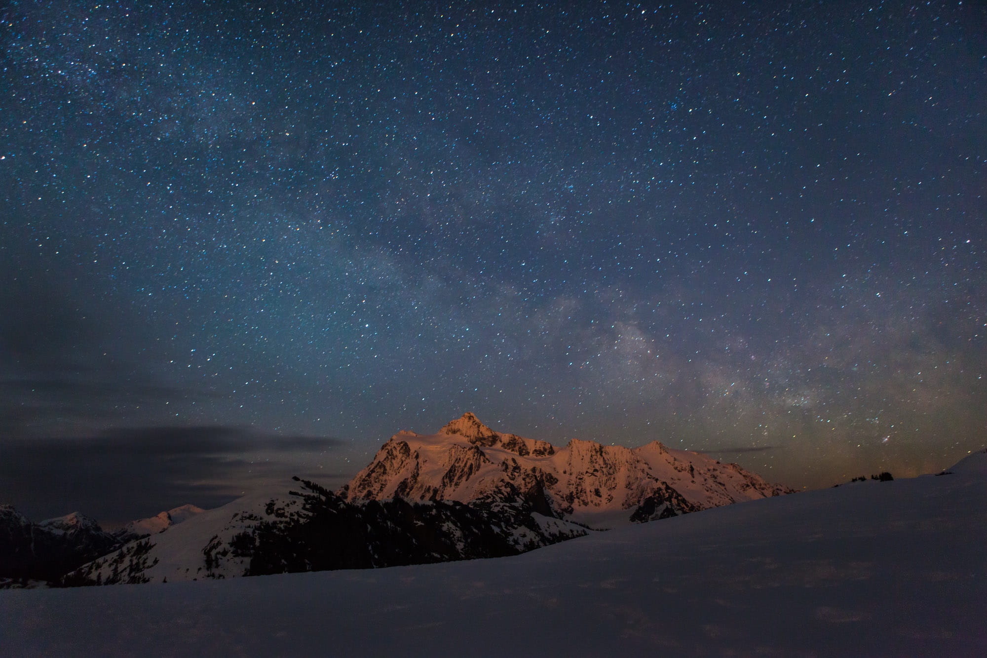 snowy, mountain peak, tranquility, mountain range, snowcapped mountain, black, scenics - nature, constellation, beauty in nature, 1080P, mountain, nebula, HD Wallpaper