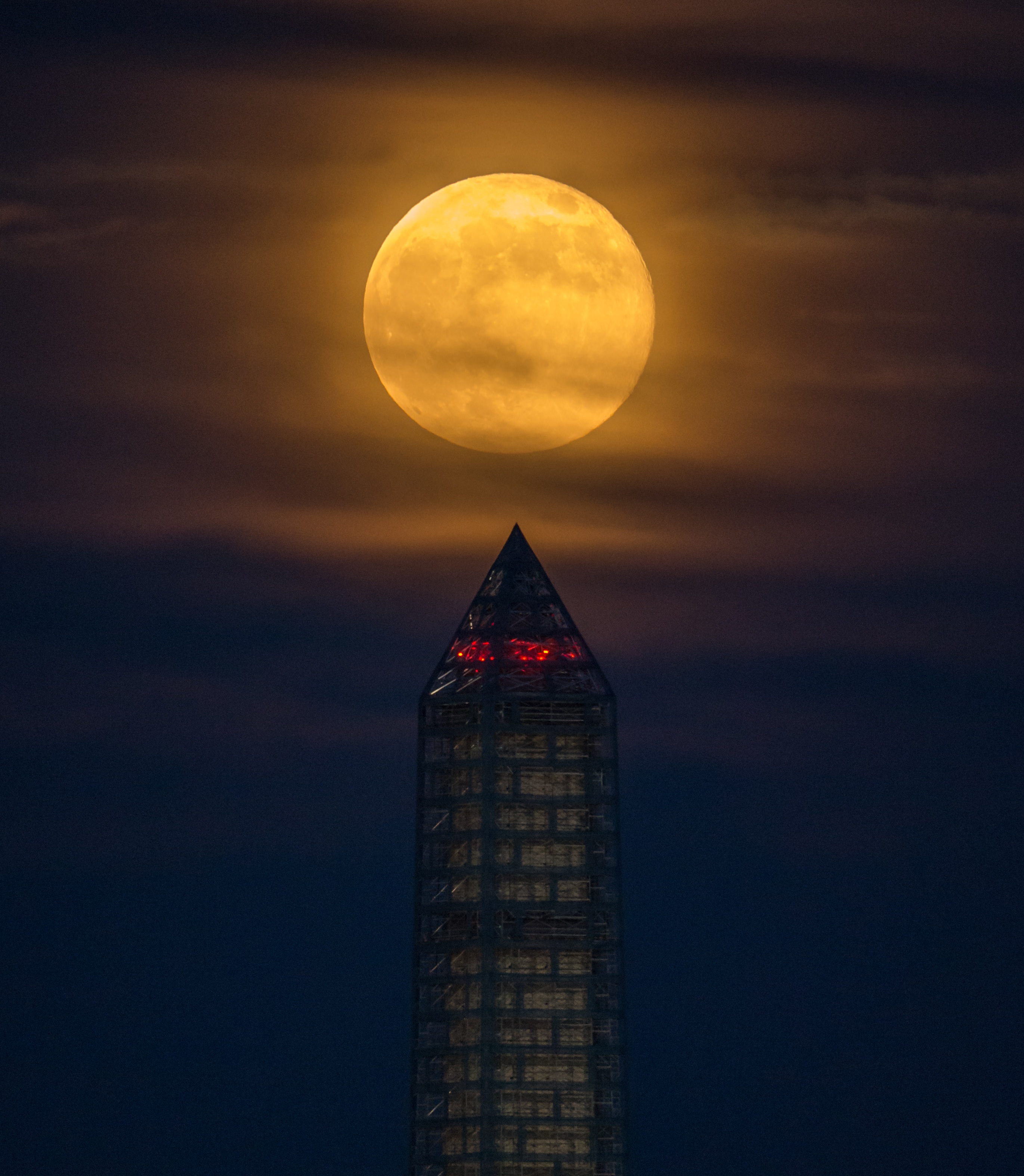 orange color, built structure, beauty in nature, night, clouds, geometric shape, glowing, office building exterior, tower, perigee, no people, full moon, Phone HD Wallpaper