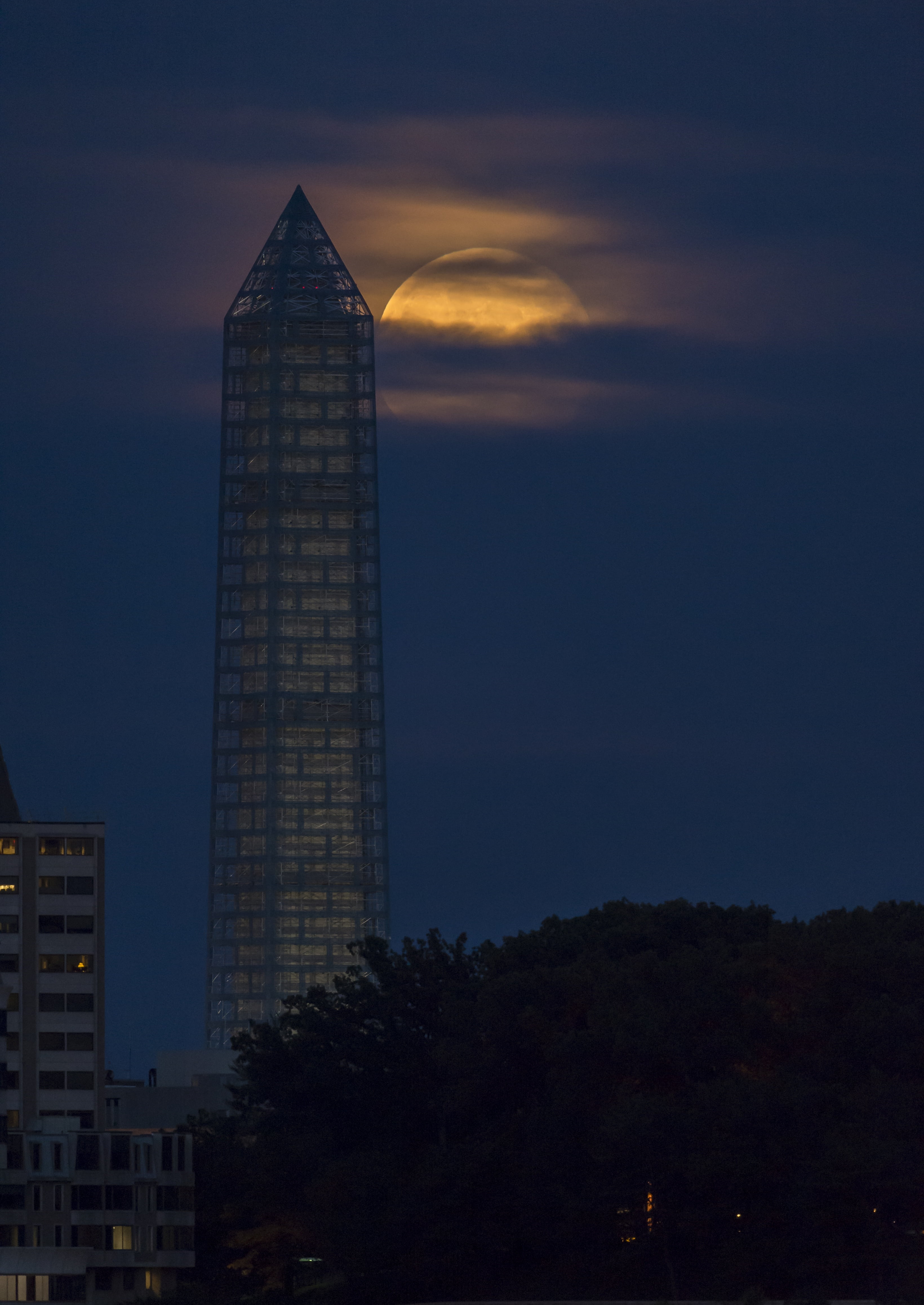 district of columbia, supermoon, building, plant, no people, washington monument, skyscraper, tall - high, night, perigee, dc, outdoors, usa, modern, sunset, Phone HD Wallpaper