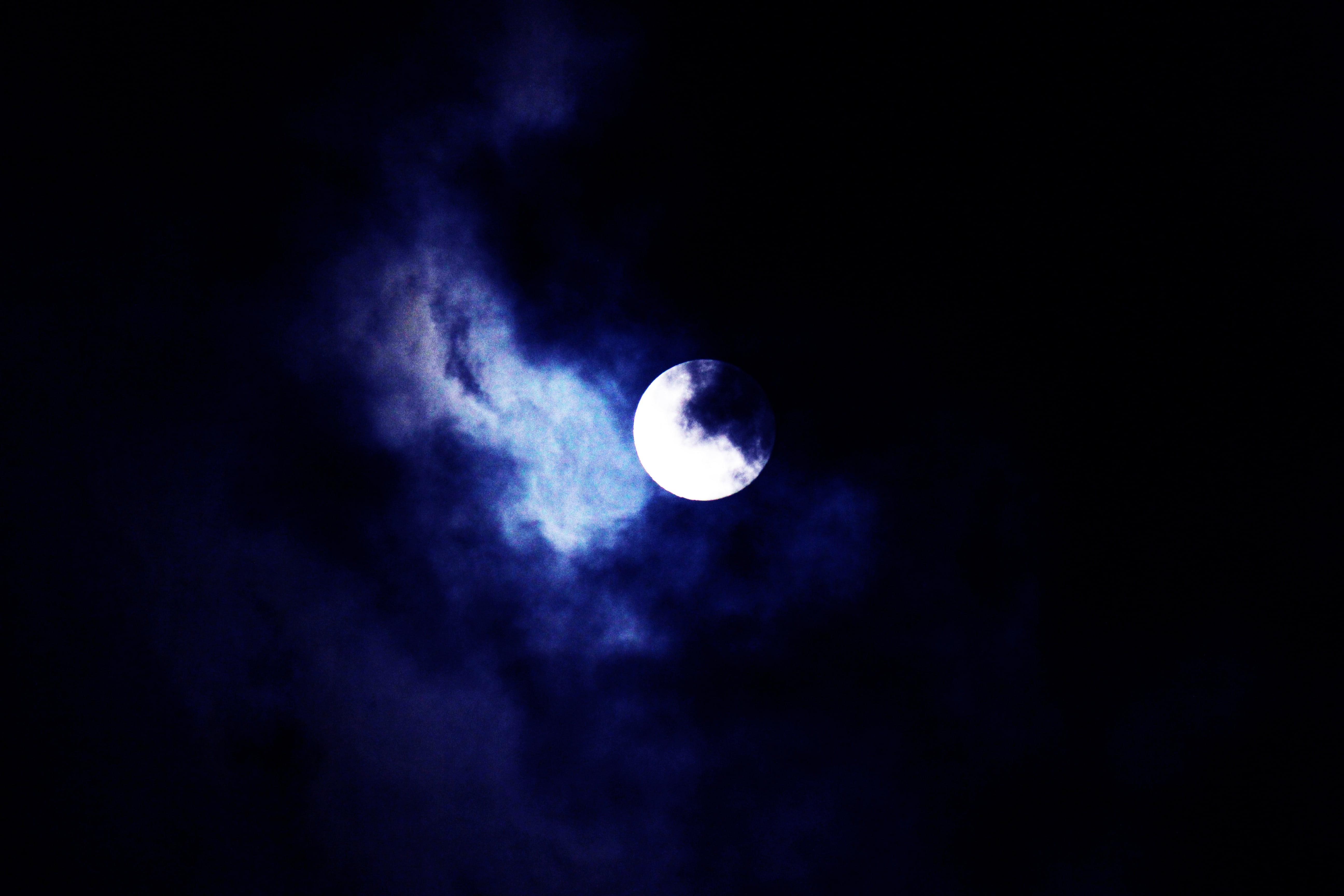horizon, full moon, moonlight, tranquility, clouds, moon, eclipse, exploration, nature, discovery, light reflections, scenics - nature, beauty in nature, HD Wallpaper