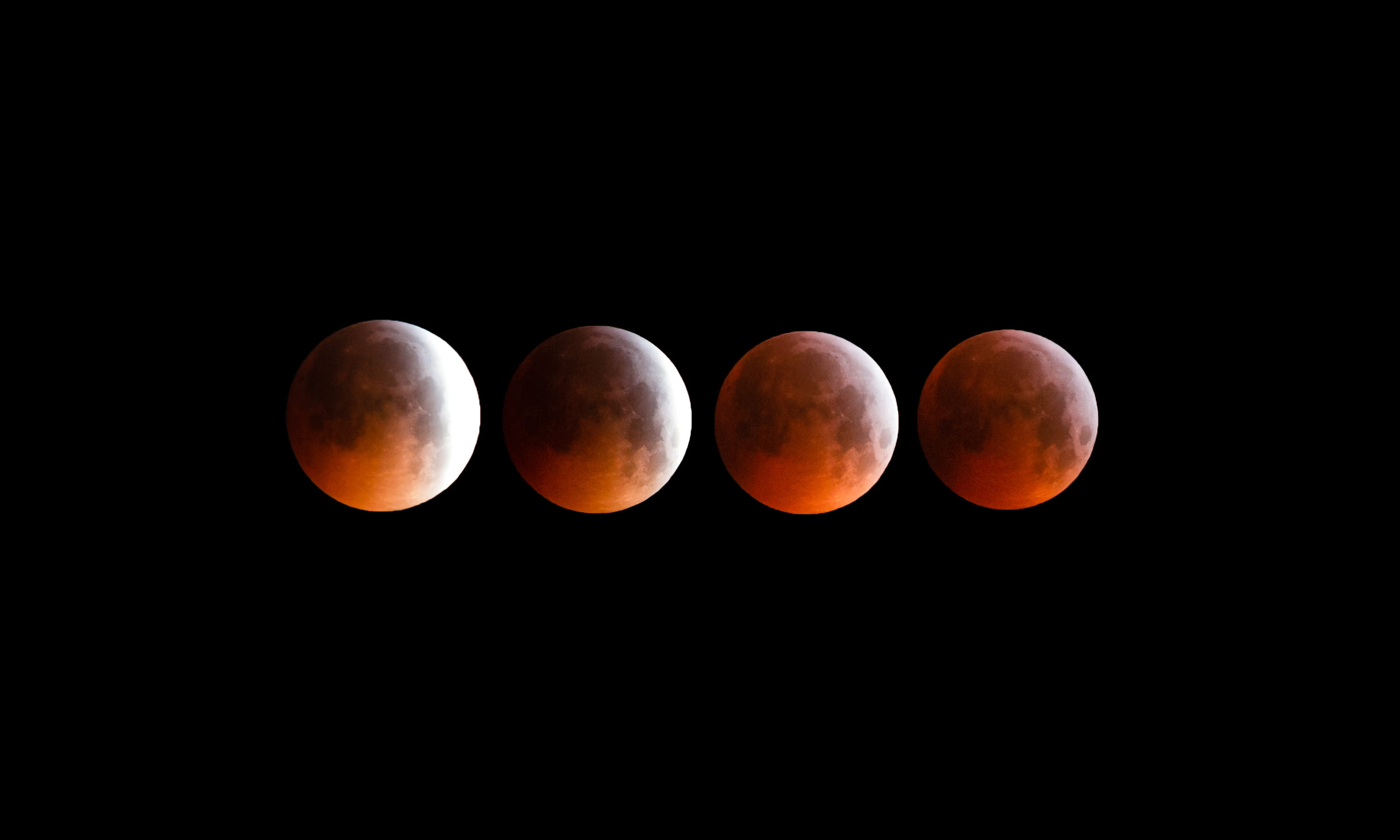 no people, copy space, orange color, bloodmoon, shadow, supermoon, eclipse, low angle view, stacking, background, moons, full moon, change, four, HD Wallpaper