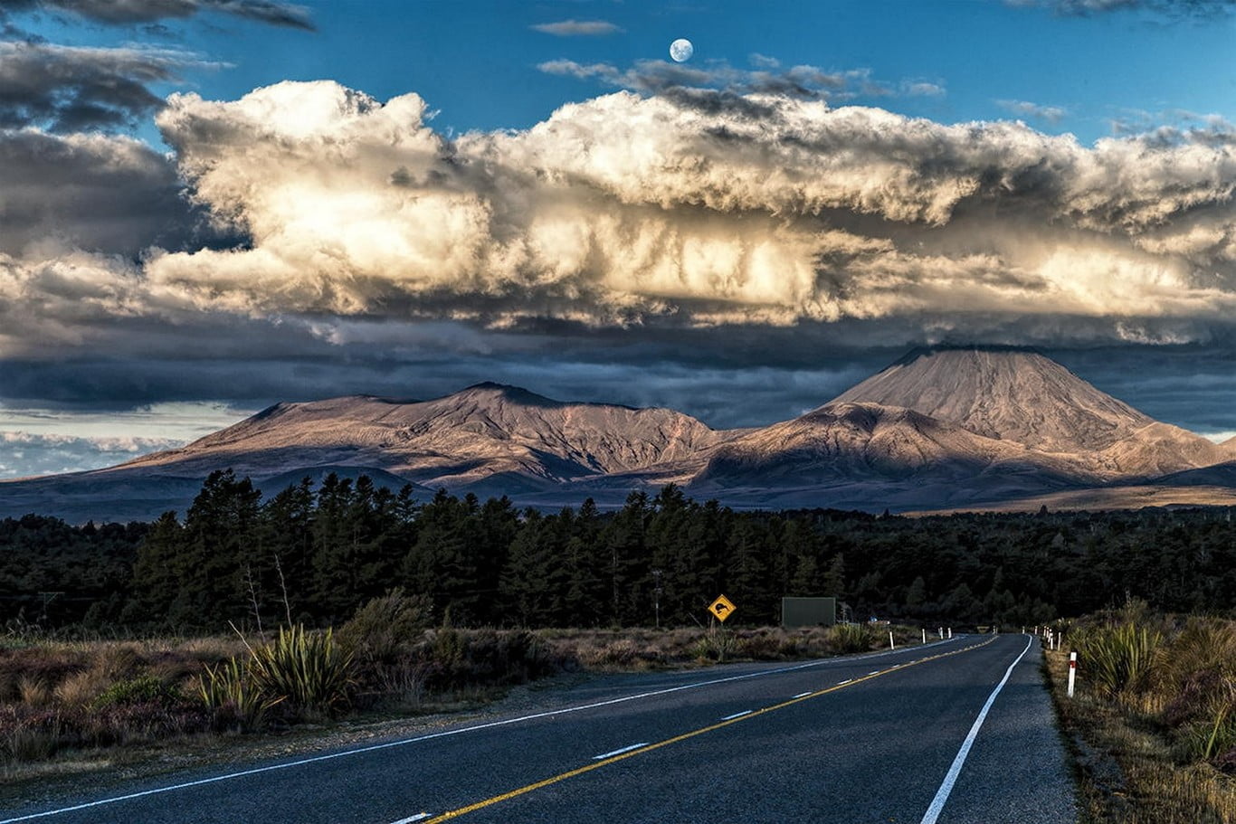 New Zealand, mountain peak, ranges, 720P, environment, mountains, plant, nature, beauty in nature, the way forward, direction, scenics - nature, road marking, HD Wallpaper