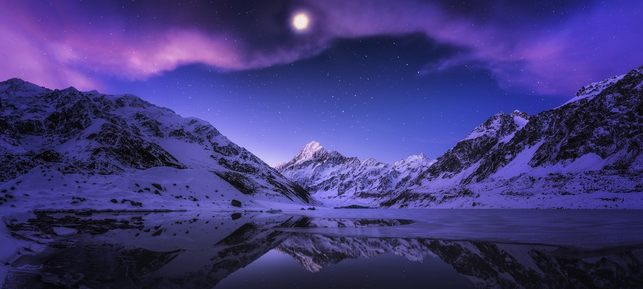 star - space, mountain range, beauty in nature, astronomy, New Zealand, space, 1080P, landscape, cold temperature, scenics - nature, no people, clouds, HD Wallpaper