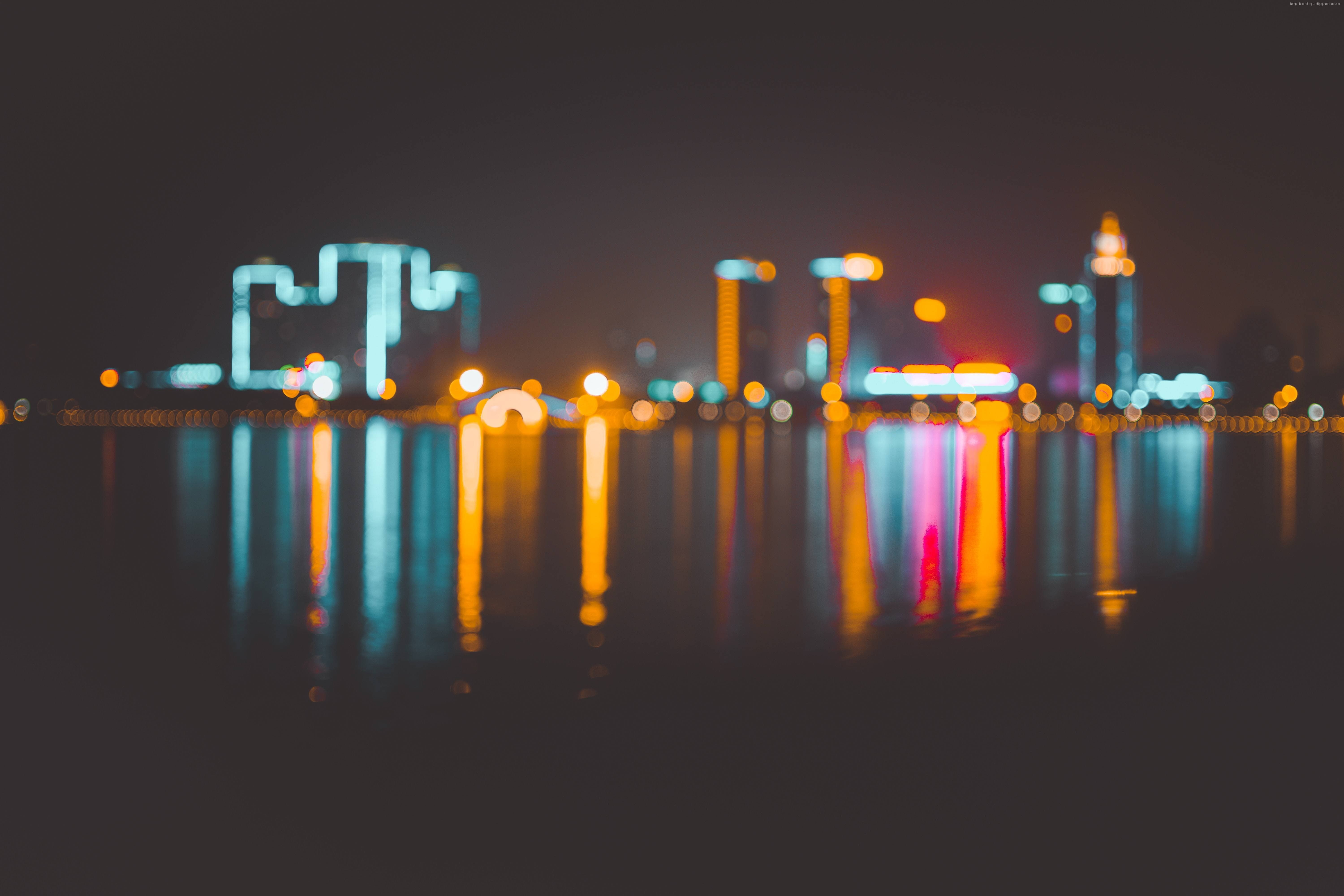 5K, 6K, City, Blur, 4K, Bokeh, Night, HD Wallpaper