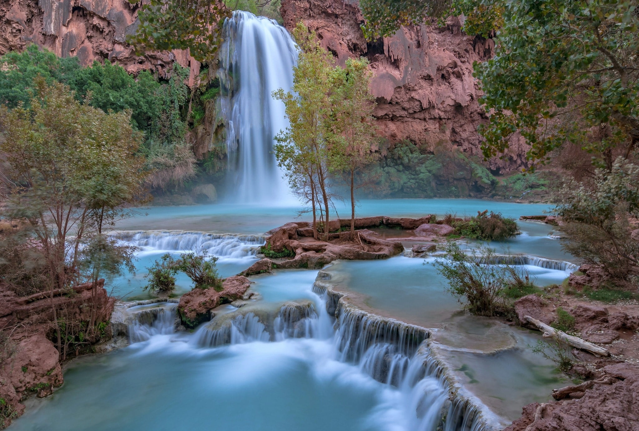 Havasu Falls, AZ, The Grand Canyon, Grand Canyon, 1080P, waterfall, Arizona, HD Wallpaper