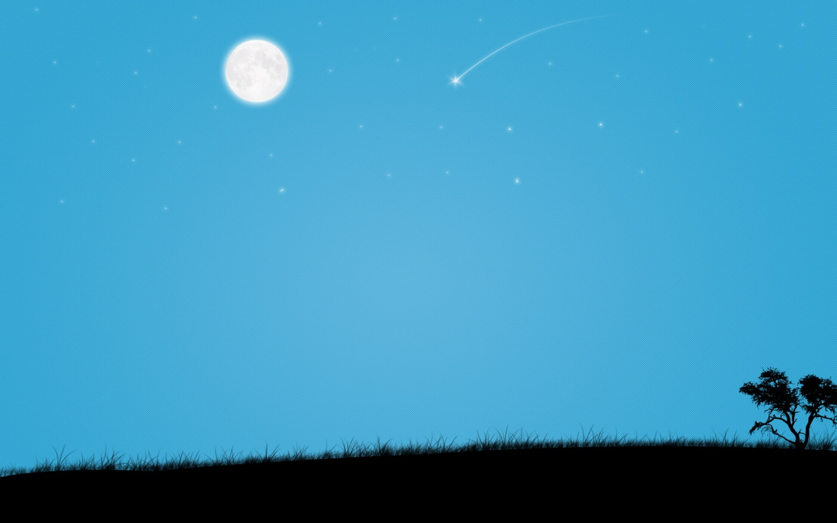 scenery, hd, landscape, nature, stars, blue, painting, falling, dark, moon, 720P, star, HD Wallpaper