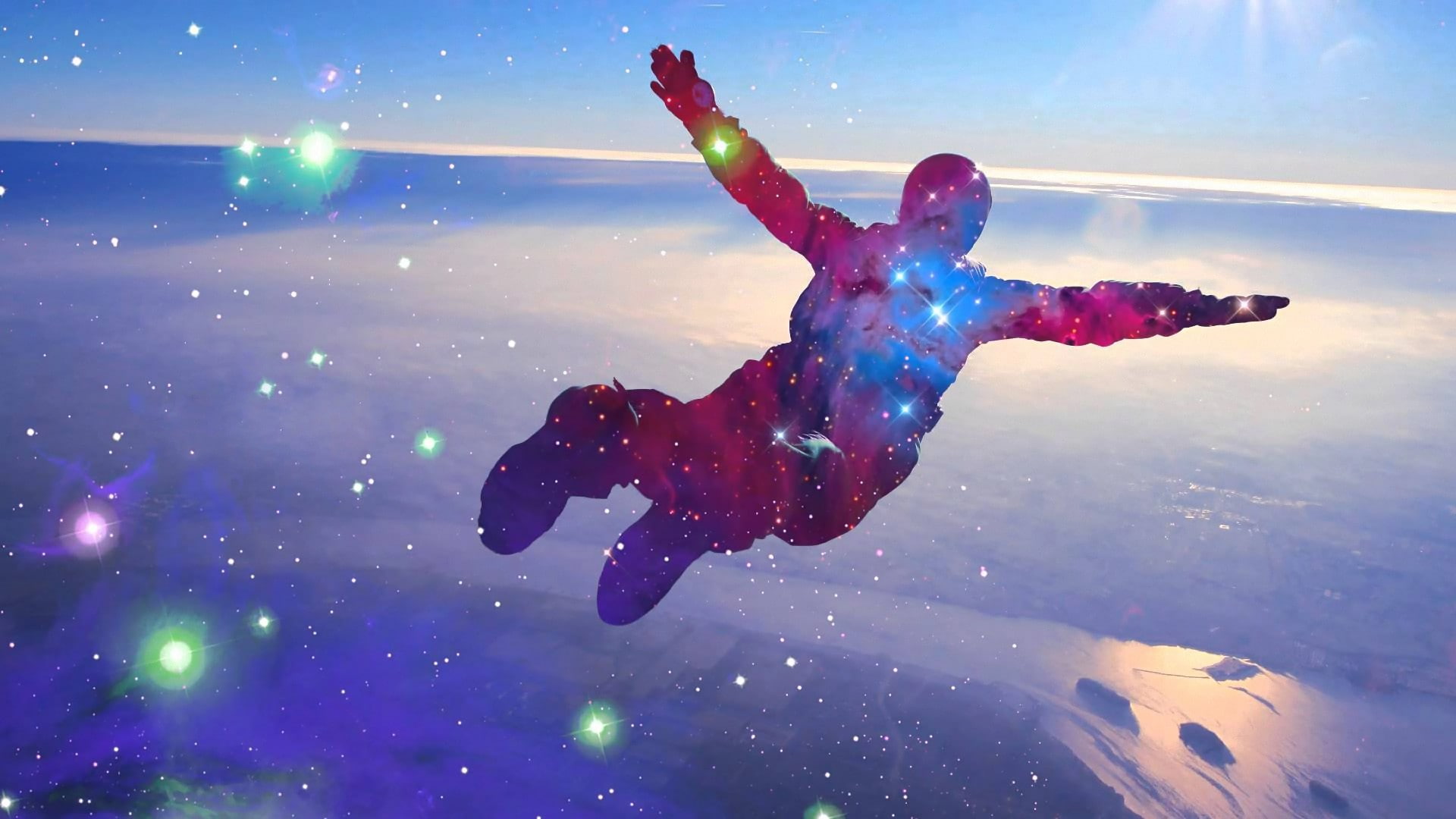 jump, bokeh, fall, 1080P, stars, skydive, HD Wallpaper