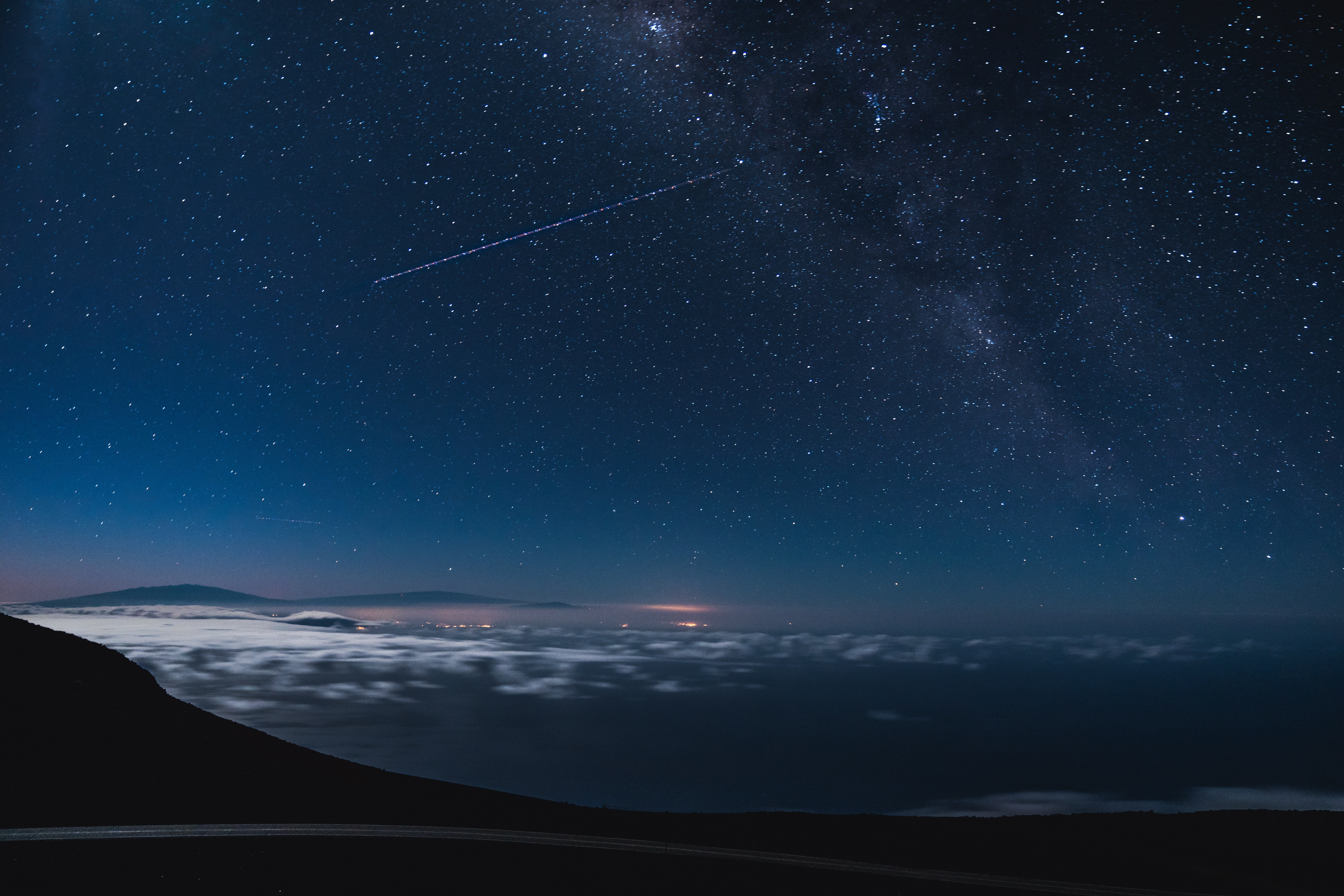 nature, night, clouds, atmosphere, silhouette, star, outdoors, evening, astronomy, stars, falling, dawn, dusk, sky, dark, scenic, cloudscape, galaxy, exploration, HD Wallpaper