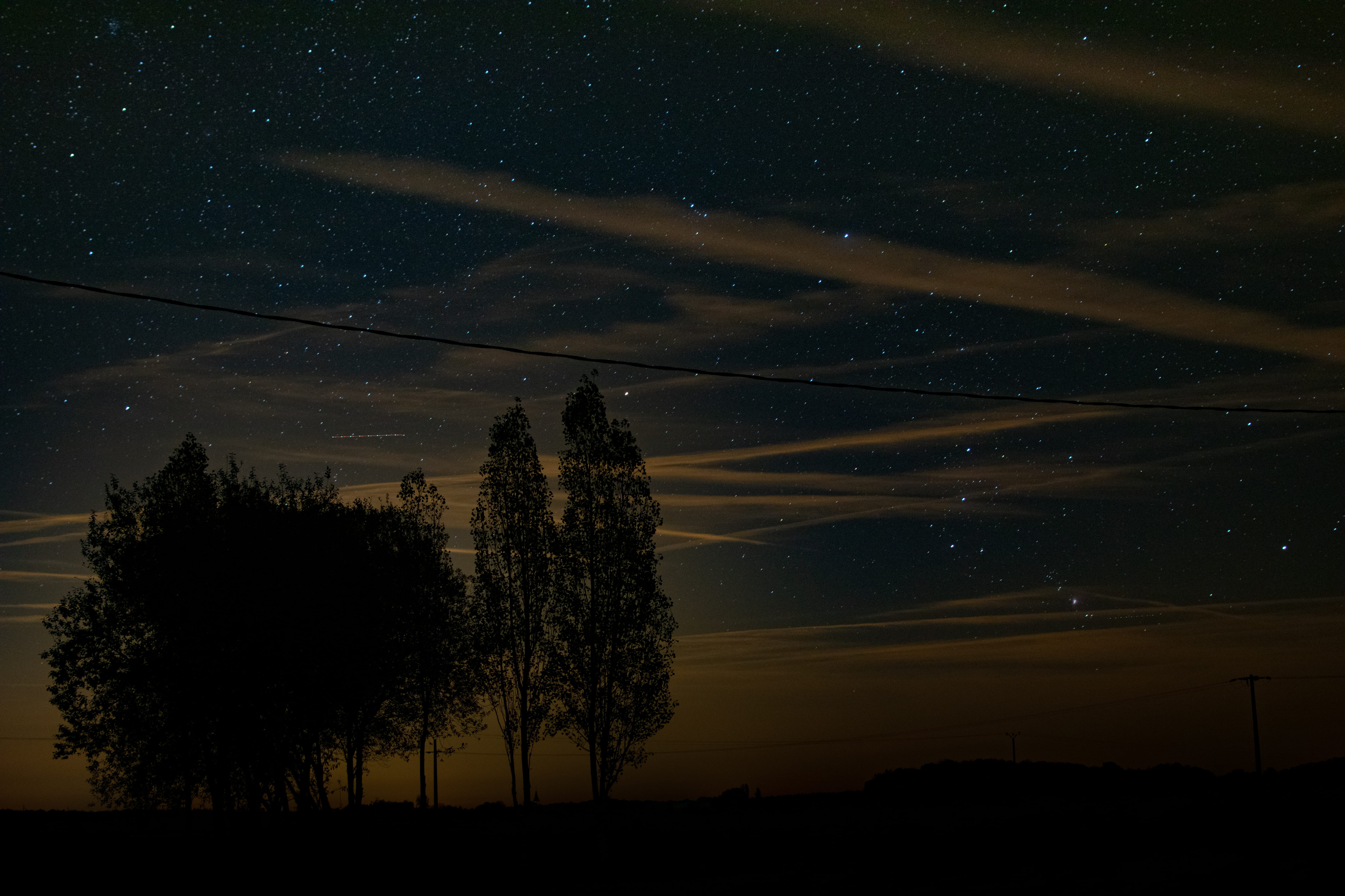 sky, france, no people, sunset, growth, tranquil scene, astronomy, tranquility, space, tree, grass, land, country, fall, plant, low light, 5K, nikon, field, HD Wallpaper