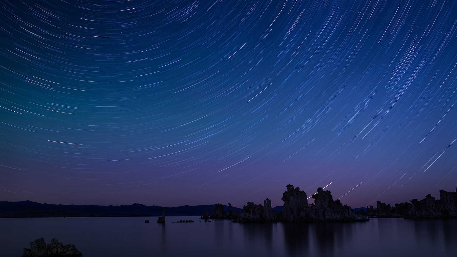 timelapse, night, Others, 1080P, falling stars, ocean, HD Wallpaper