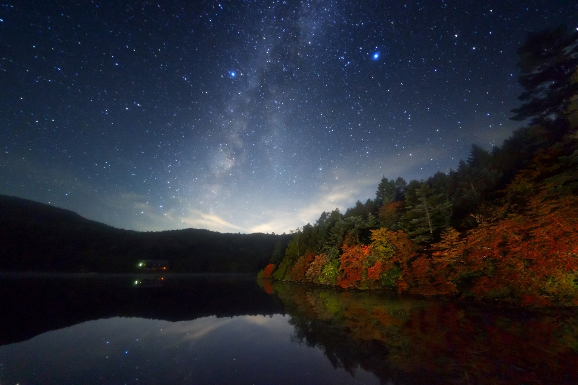 reflection, Lake, mountain, star, 1080P, tranquil scene, sky, milky way, galaxy, Earth, Night, astronomy, beauty in nature, star - space, idyllic, space, HD Wallpaper