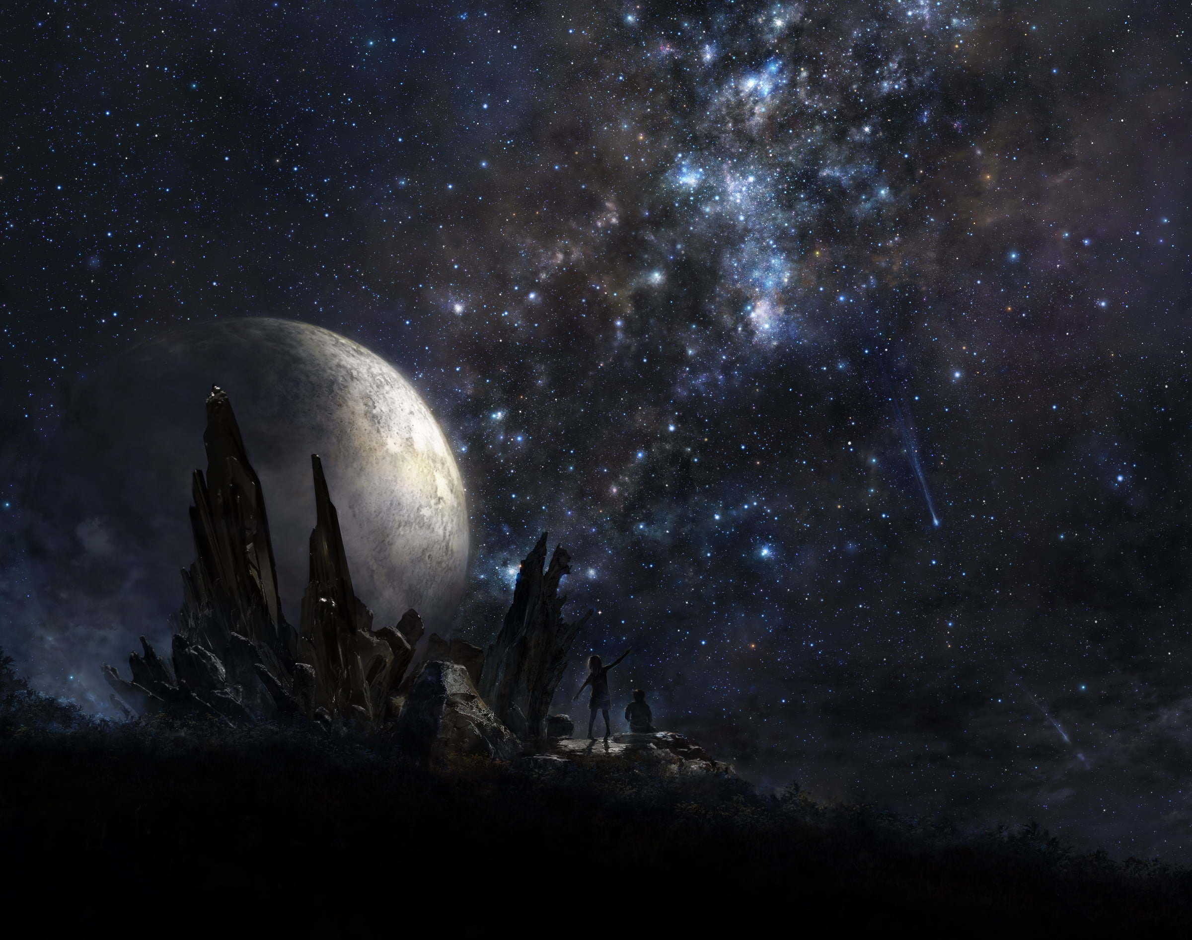 star field, 1080P, infinity, astronomy, land, milky way, space exploration, nature, star, sky, galaxy, star - space, outdoors, beauty in nature, nebula, HD Wallpaper