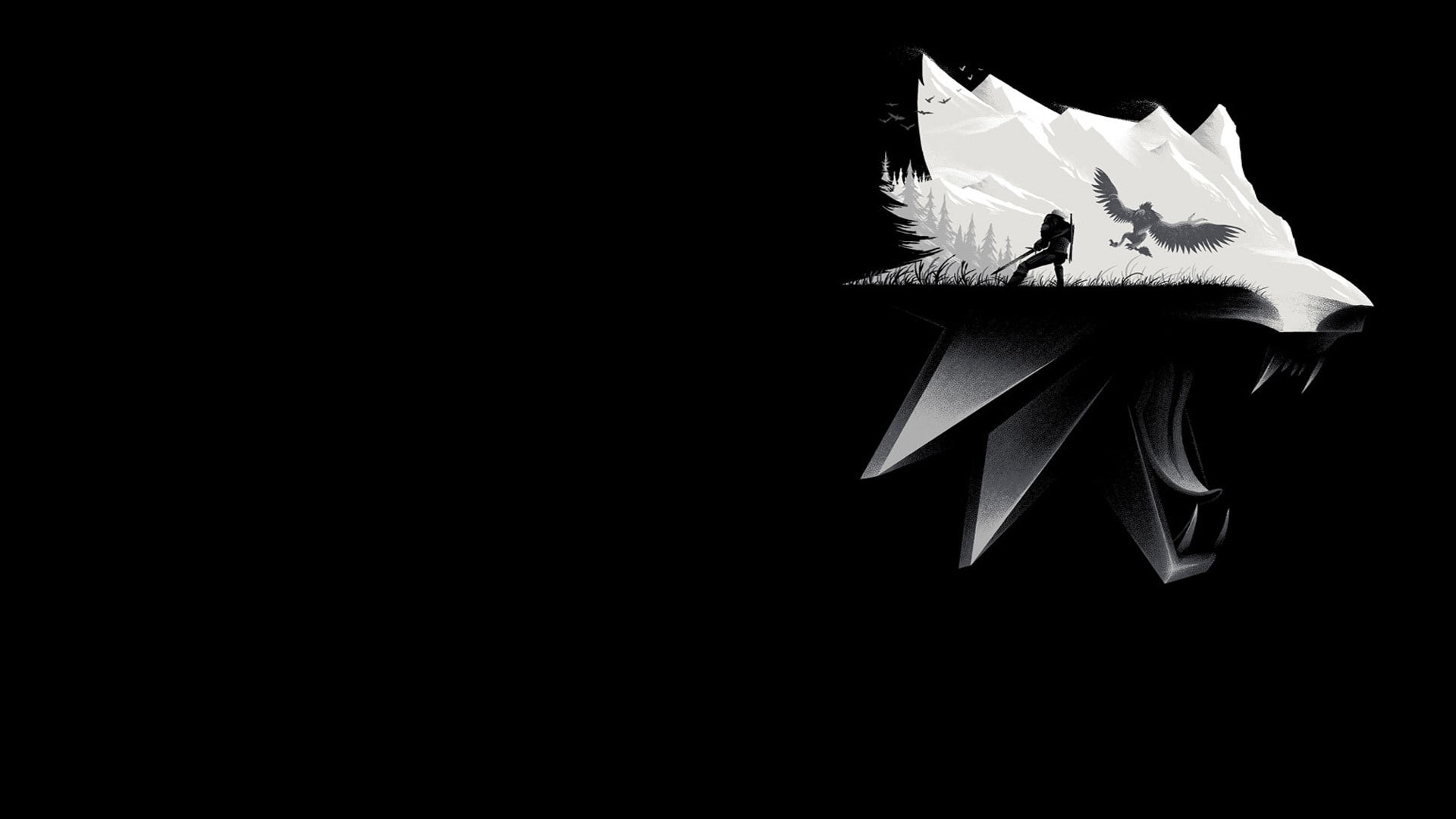 1080P, video games, Geralt of Rivia, mountains, The Witcher 3: Wild Hunt, fantasy art, wolf, The Witcher, HD Wallpaper