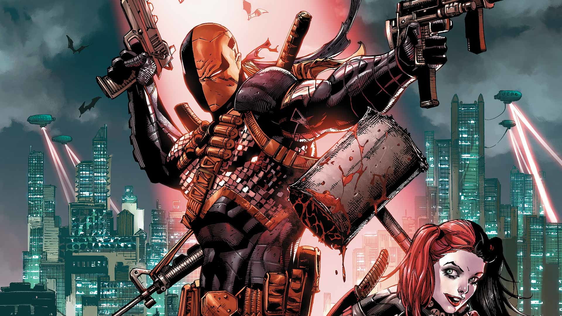 Assassin, Spotlights, Floodlight, Machine, 1080P, Weapon, Villain, Comic, Deathstroke, Hammer, Villains, Gun, Sword, Mercenary, Weapons, Destroy, Comics, HD Wallpaper