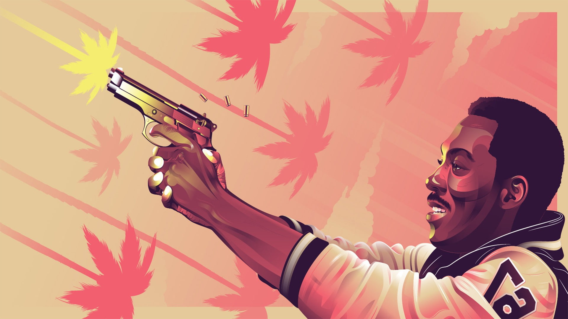 Eddie Murphy, movies, vector art, 1080P, Beverly Hills Cop, artwork, HD Wallpaper