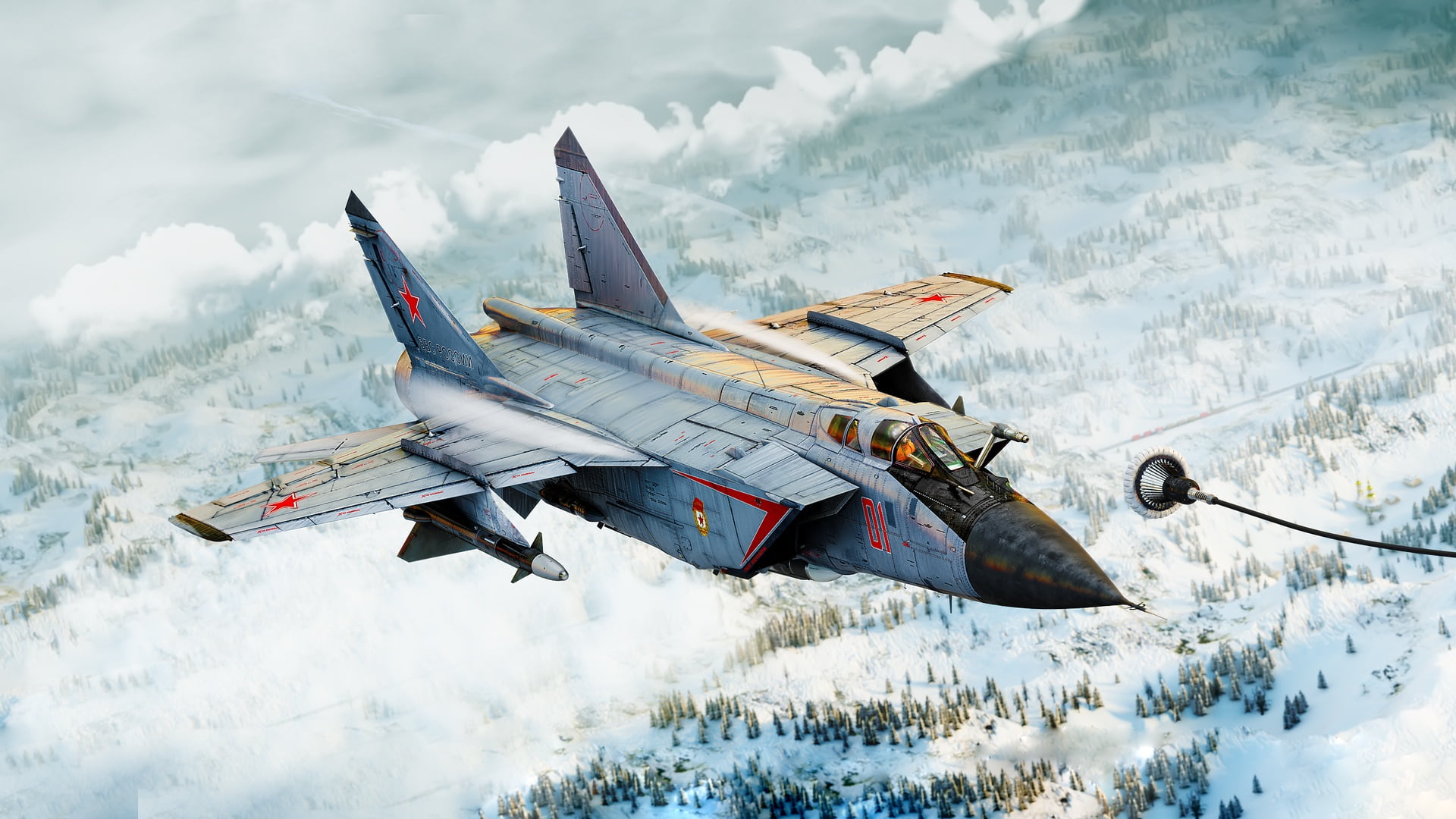 MiG-31B, air vehicle, winter, cloud - sky, vehicle, Mig 25 Foxbat, cold temperature, nature, outdoors, mid-air, mode of transportation, artwork, no people, HD Wallpaper