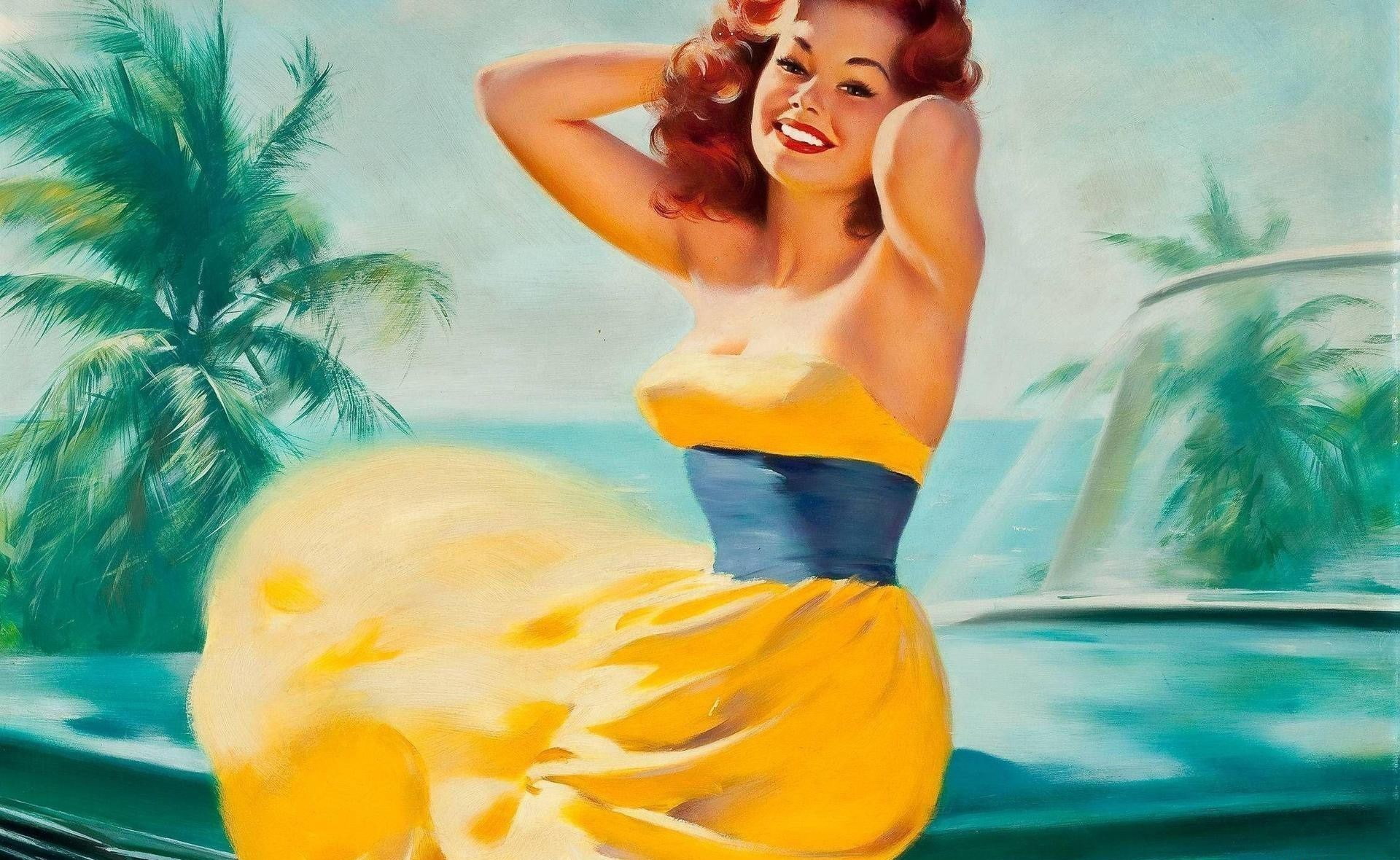 1080P, pinup models, artwork, HD Wallpaper