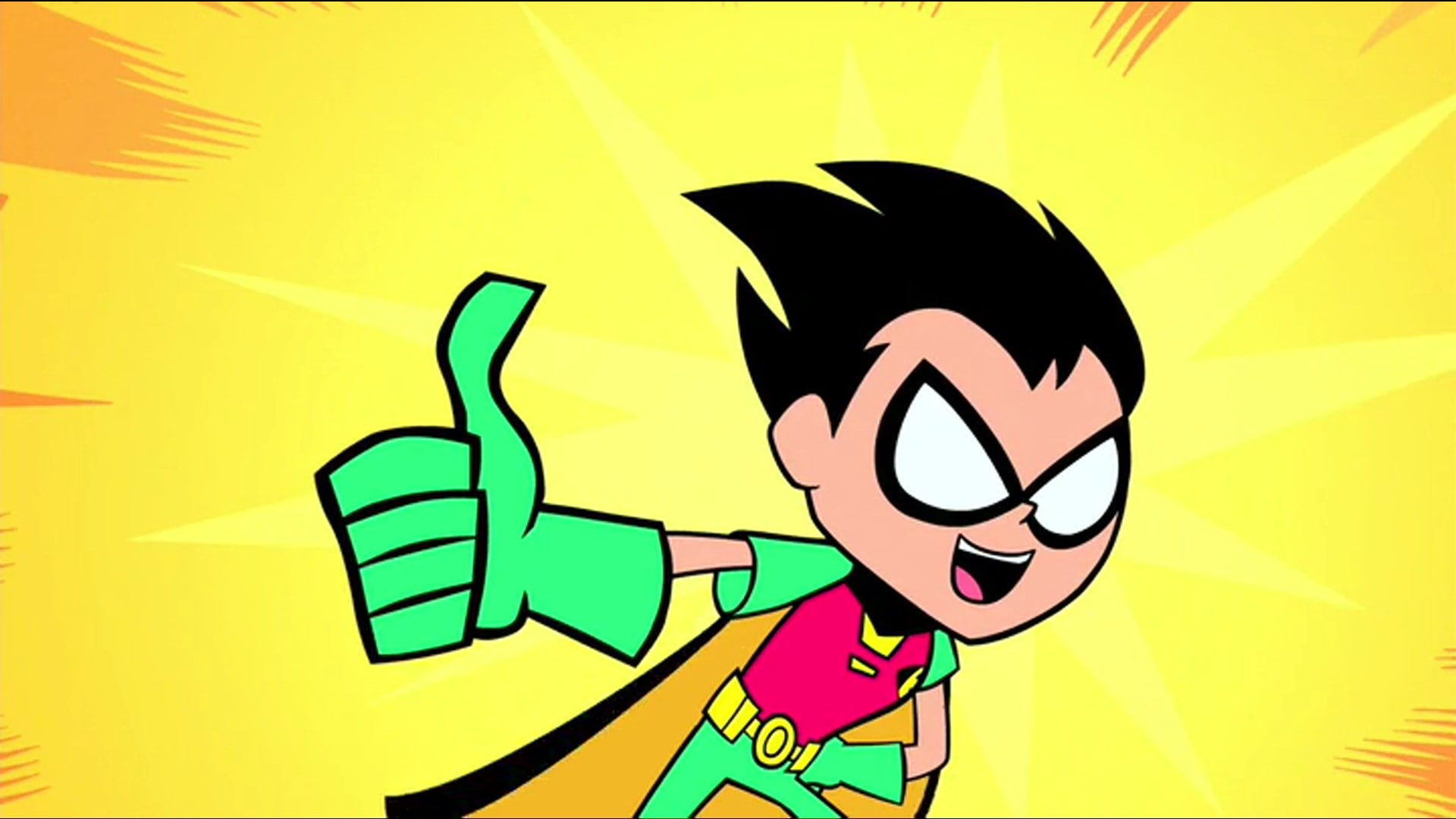 Teen Titans, 1080P, Robin (character), yellow background, cartoon, HD Wallpaper