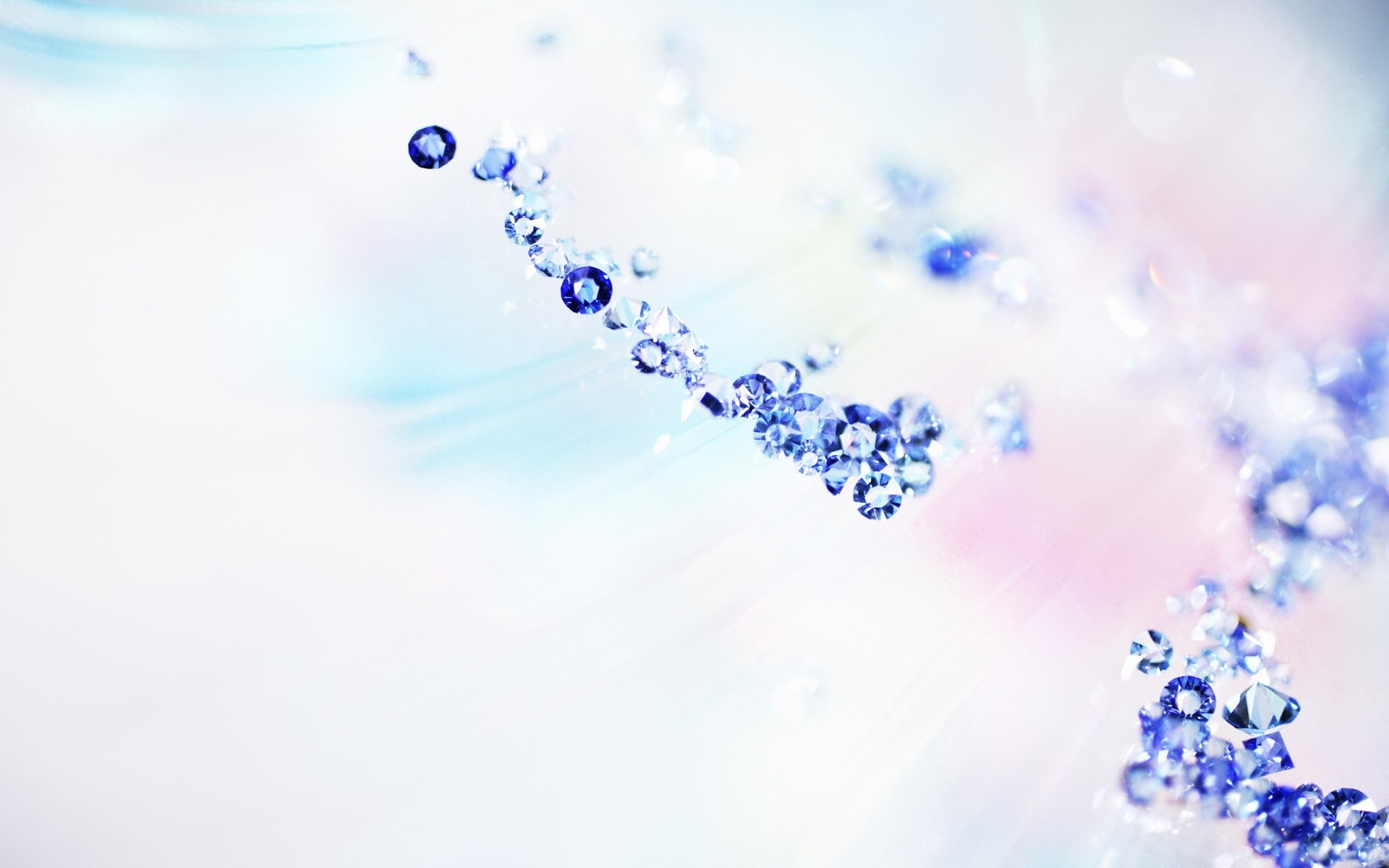 blue, motion, white, close-up, shiny, backgrounds, selective focus, nature, indoors, fakes, freshness, 1080P, water, jewelry, purple, macro, diamonds, HD Wallpaper