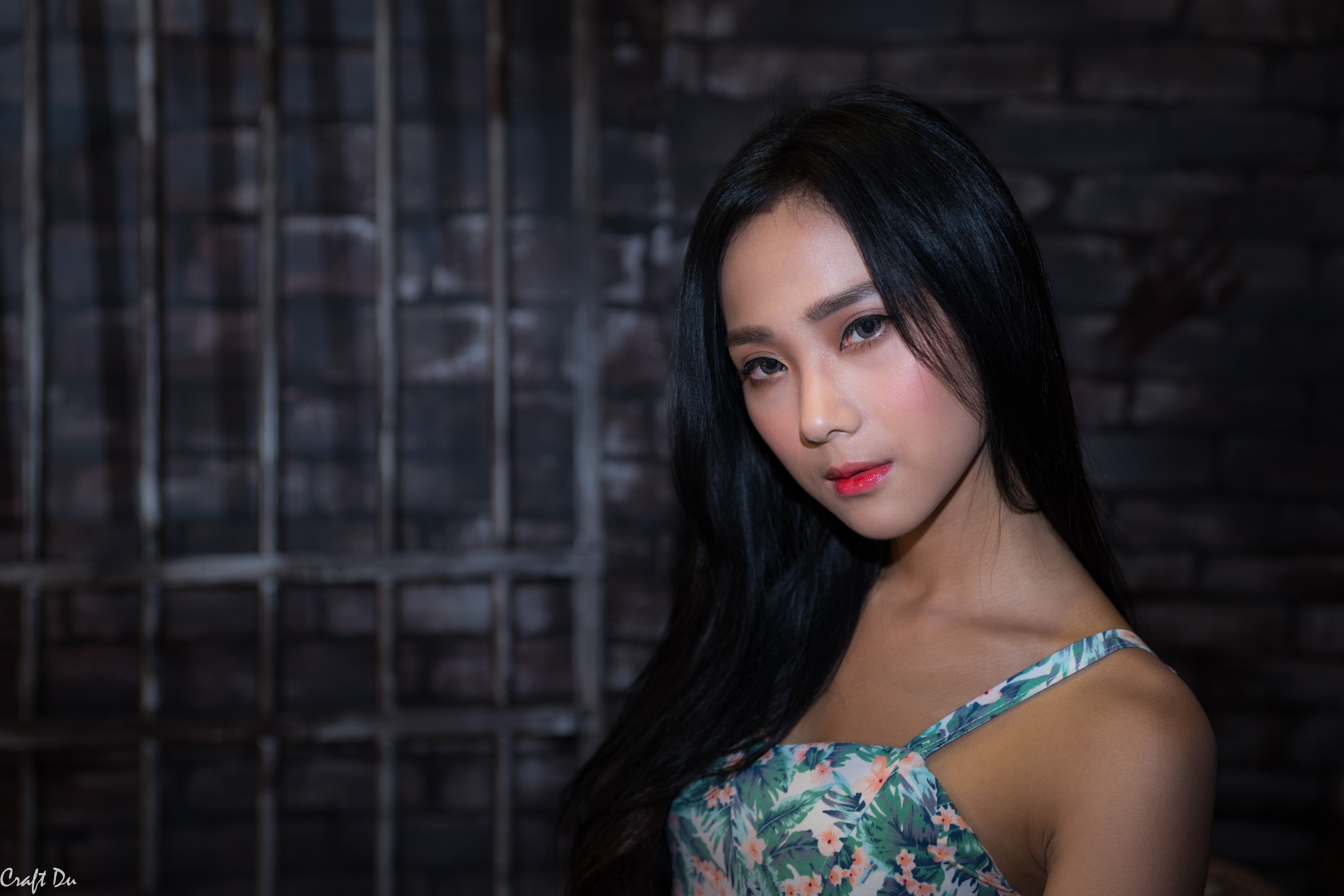 5K, beautiful woman, front view, fashion, beauty, clothing, one person, young adult, Asian, headshot, hairstyle, dress, black hair, looking at camera, HD Wallpaper