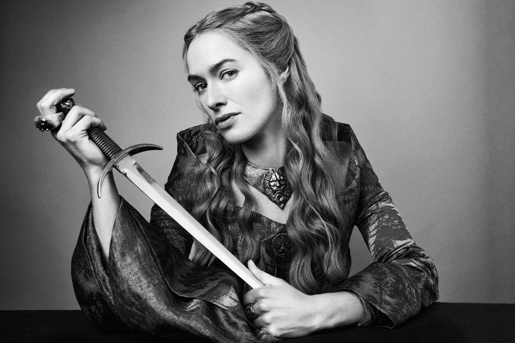portrait, lifestyles, young women, waist up, indoors, Lena Headey, Sword, hair, front view, women, long hair, Game Of Thrones, holding, real people, beautiful woman, HD Wallpaper