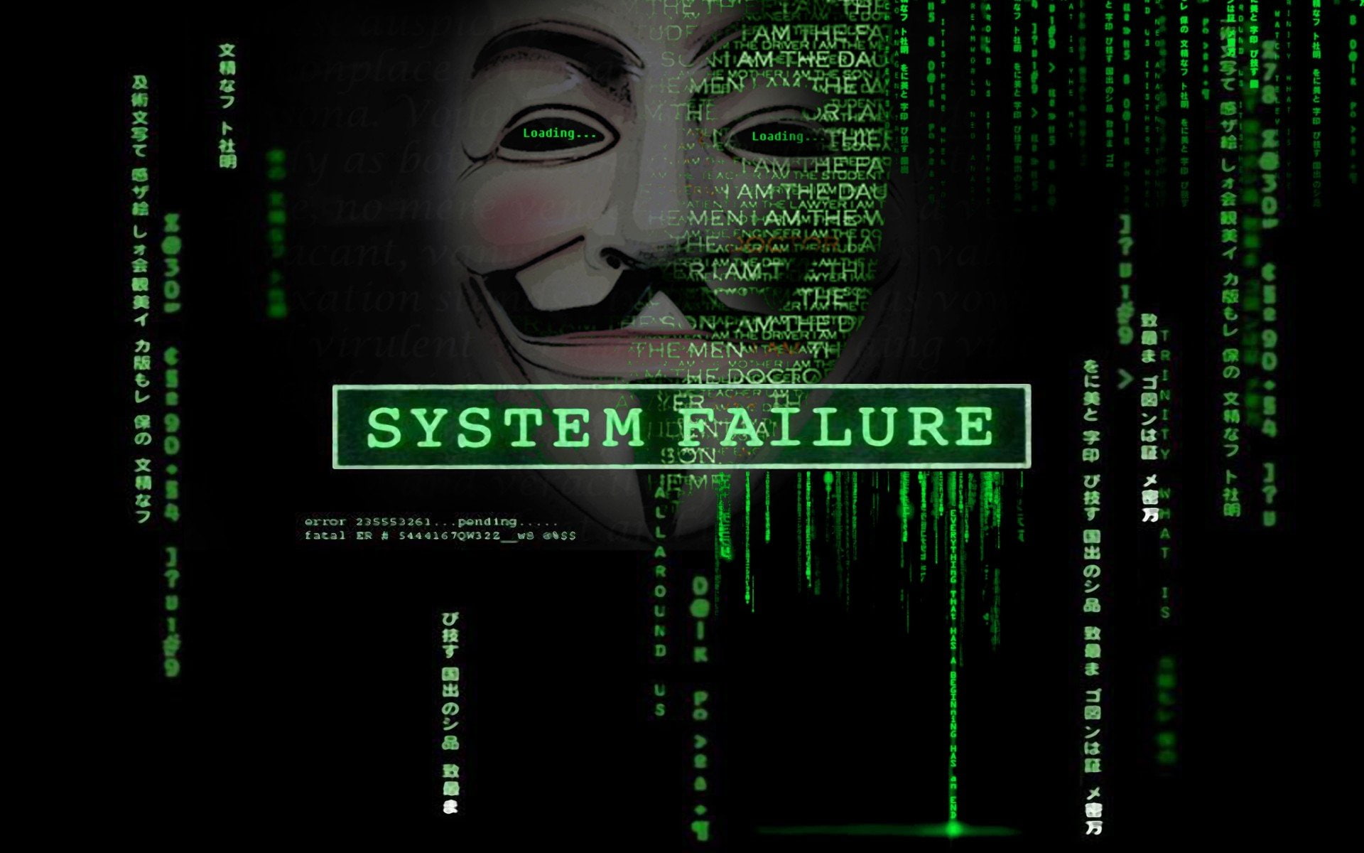 fawkes, computers, hacktavist, guy, vendetta, matrix, 1080P, code, anonymous, green, HD Wallpaper