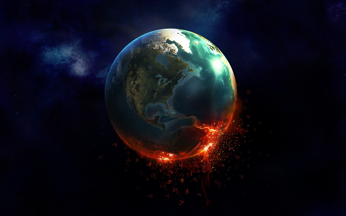 night, Burning, planet earth, 720P, sky, Earth, planet - space, globe - man made object, sphere, cloud - sky, illuminated, galaxy, star - space, light - natural phenomenon, HD Wallpaper