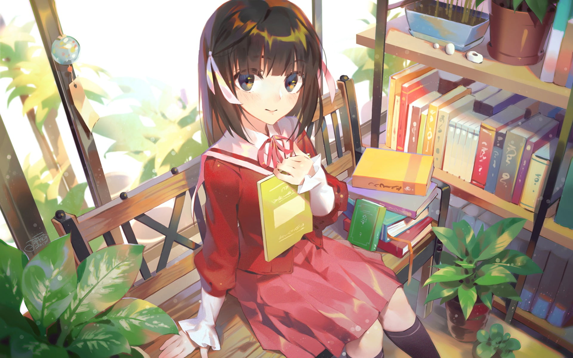 girls, The World Only God Knows, childhood, child, sitting, lifestyles, one person, brunette, leisure activity, indoors, table, portrait, Shiomiya Shiori, HD Wallpaper
