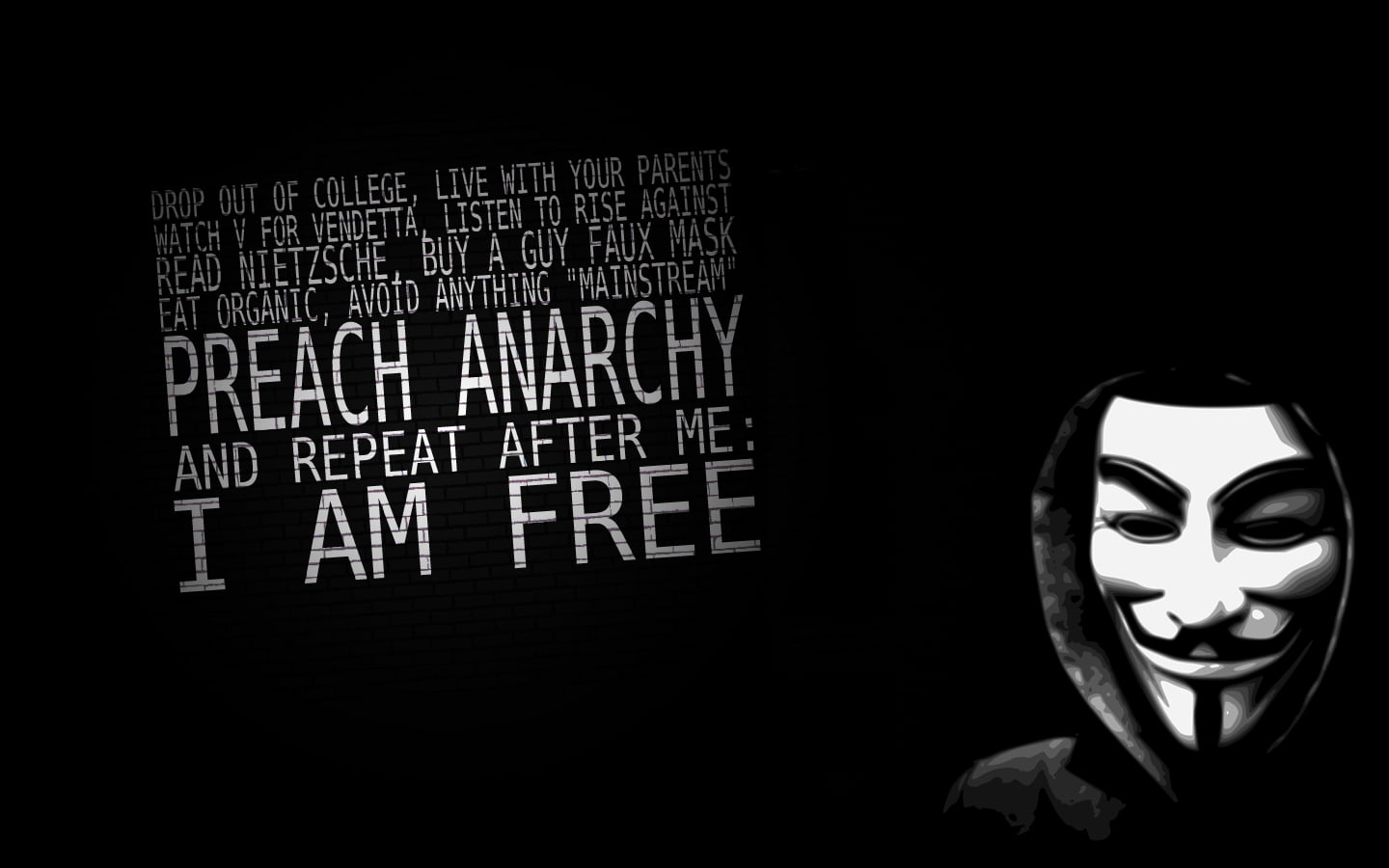 black background, overlay, communication, dark, text, mask - disguise, leisure activity, Anarchy, obscured face, mask, copy space, guy, one person, indoors, HD Wallpaper